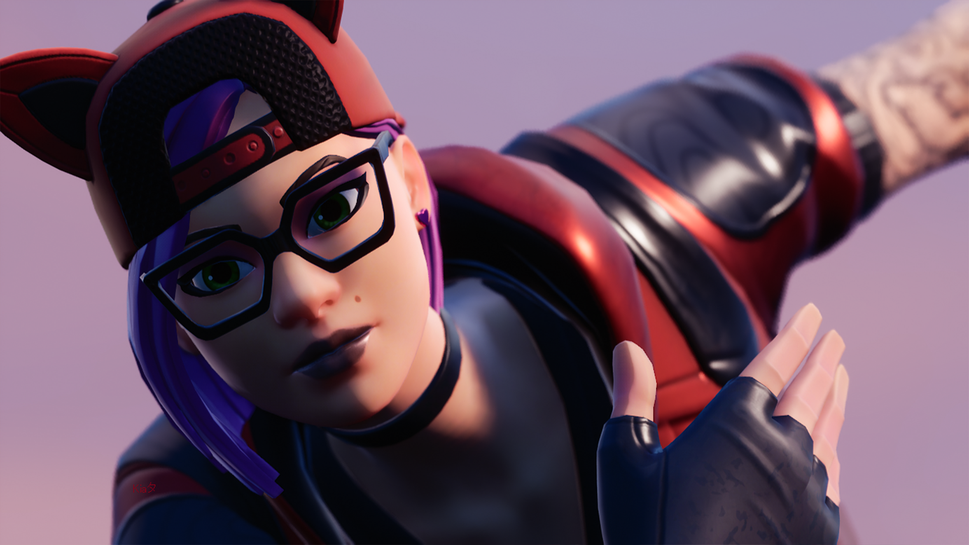 Fortnite character with glasses and cat ears hat HD Wallpaper