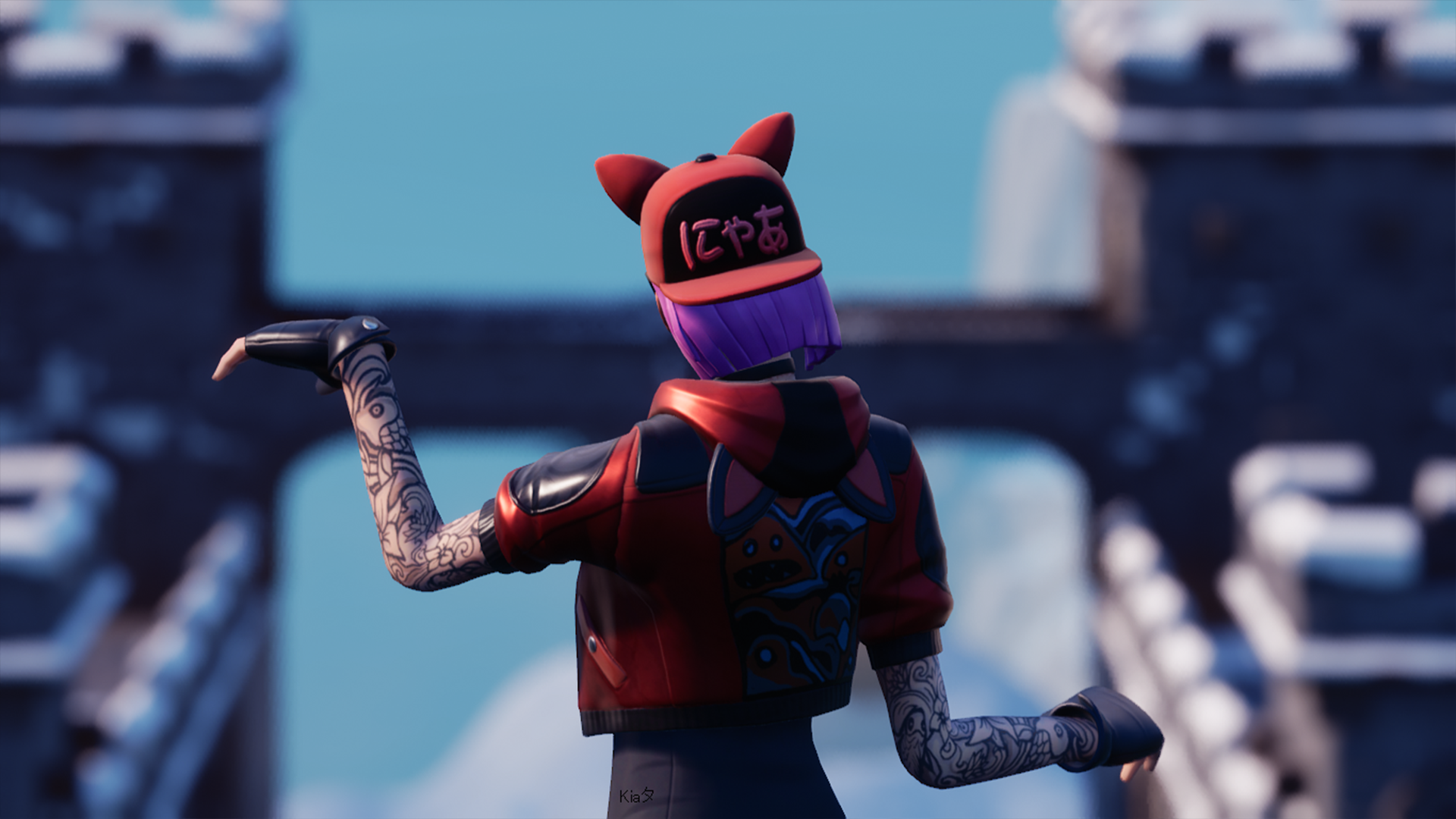 Fortnite character with cat ears hat HD Wallpaper