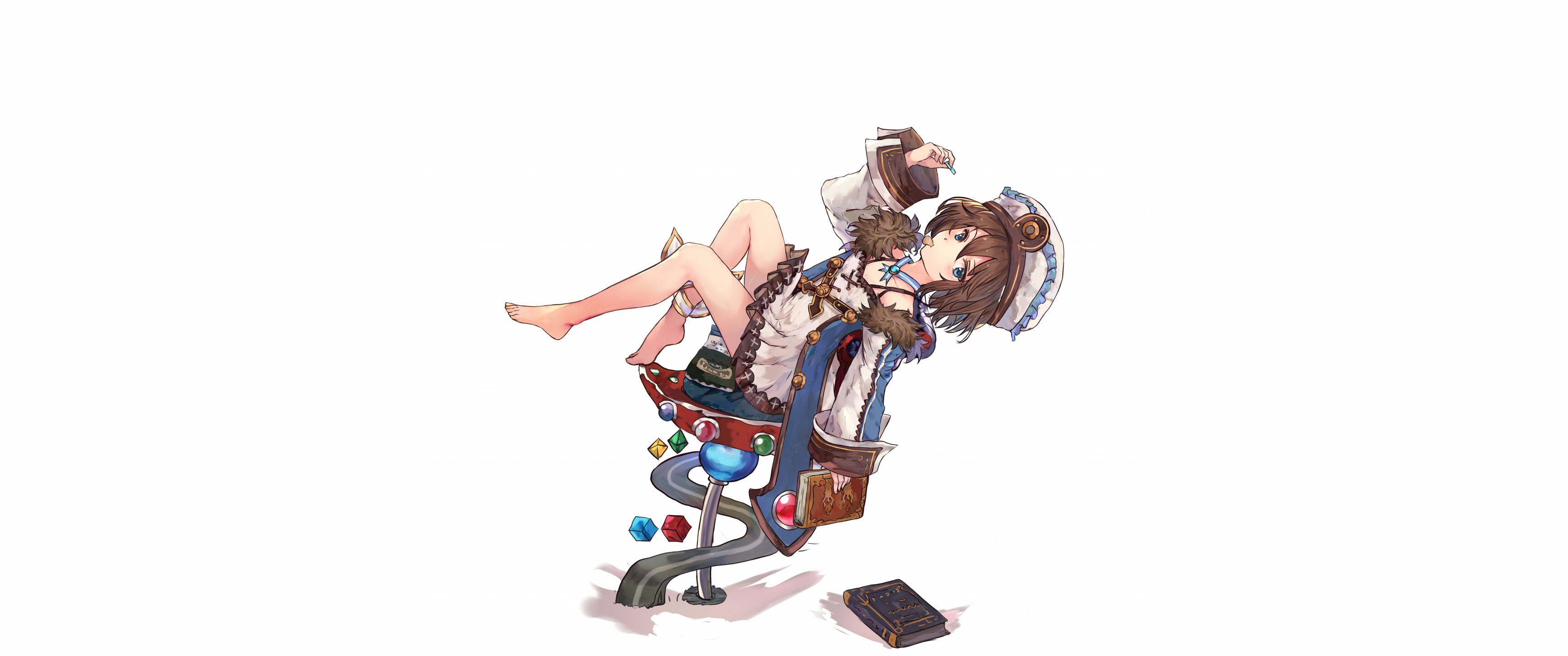Blanc from Hyperdimension Neptunia sitting on a contraption HD Wallpaper