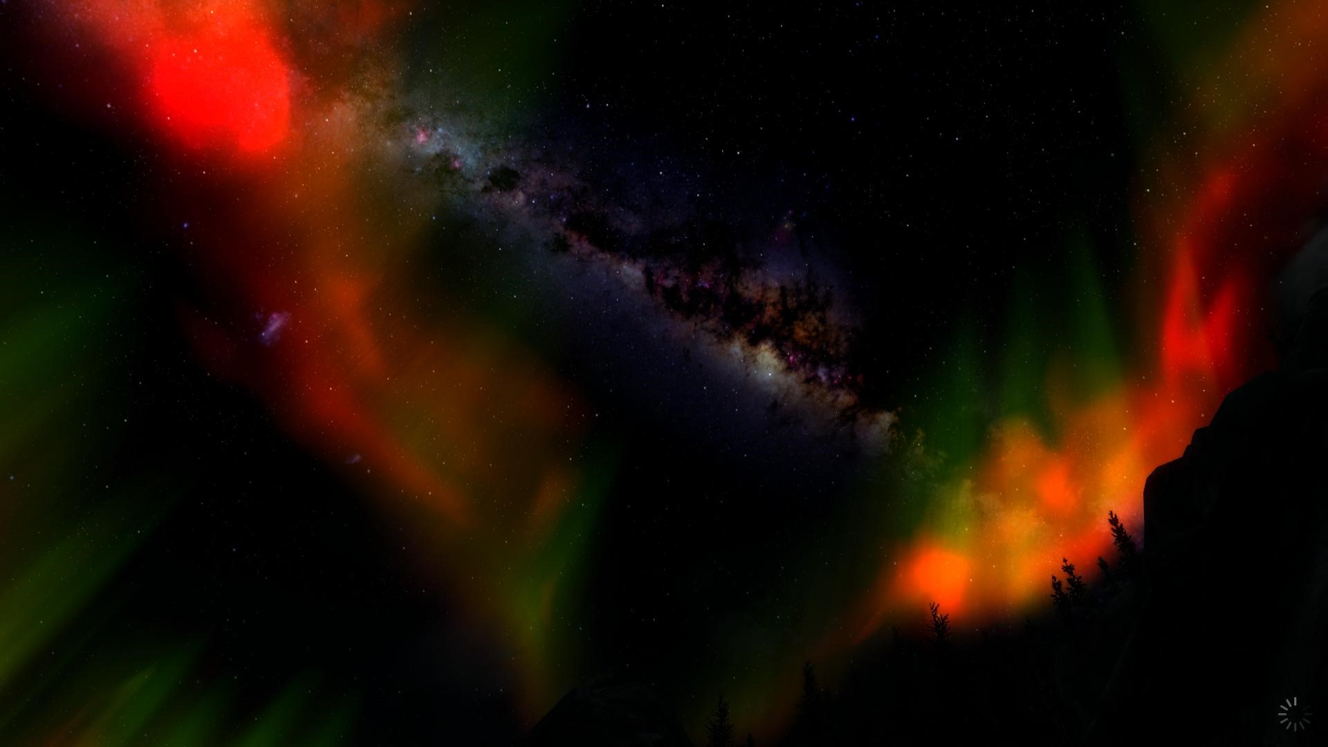 The Elder Scrolls V: Skyrim Aurorae and Milky Way HD Wallpaper