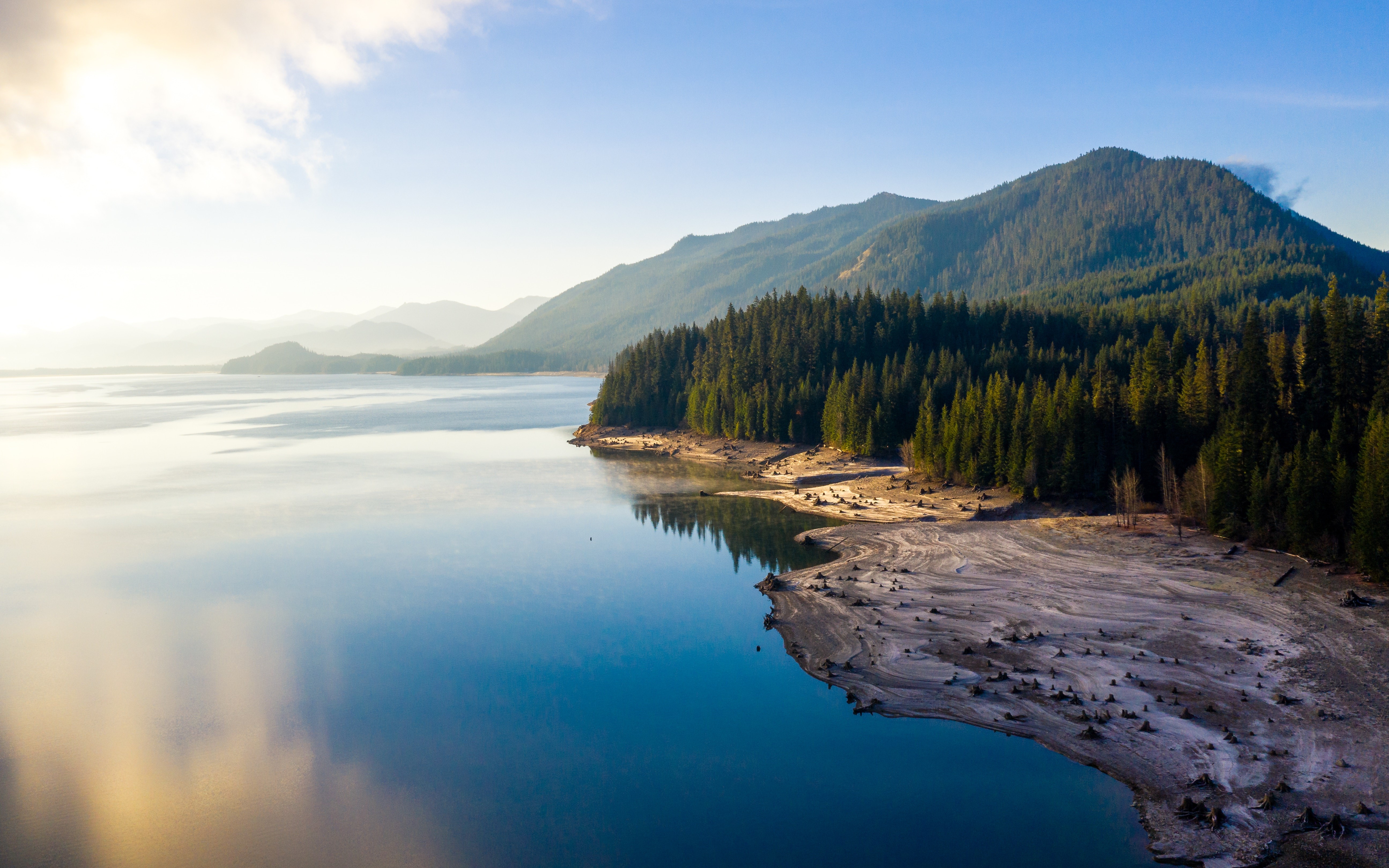 4K Mountains Lake Landscape Forest Reflection HD Wallpaper