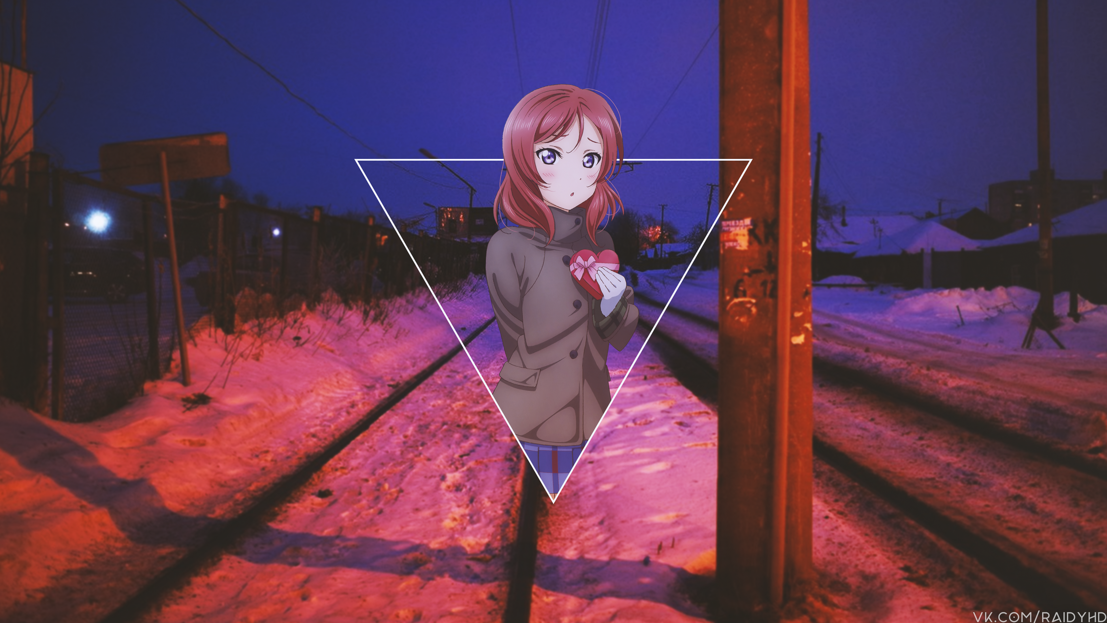 4K Nishikino Maki from Love Live! anime girl with heart box HD Wallpaper