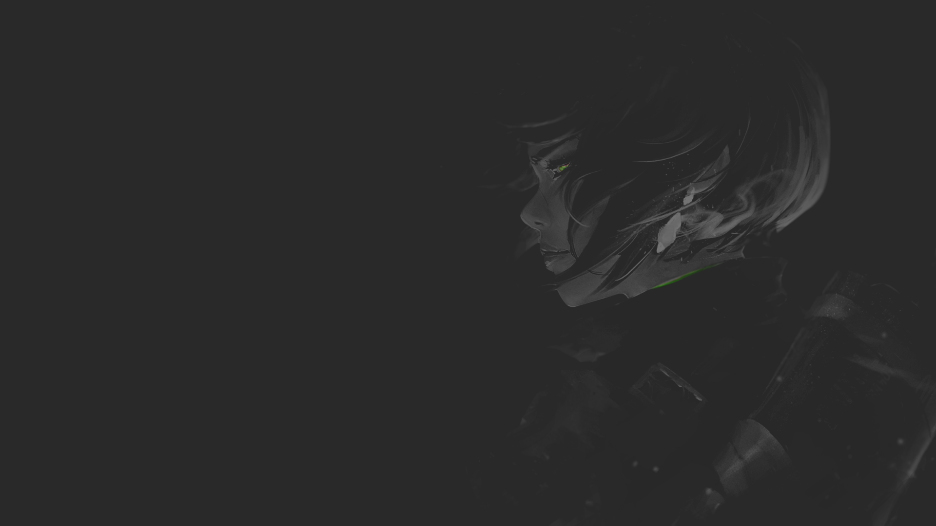 Anime girl with green eyes in dark background HD Wallpaper