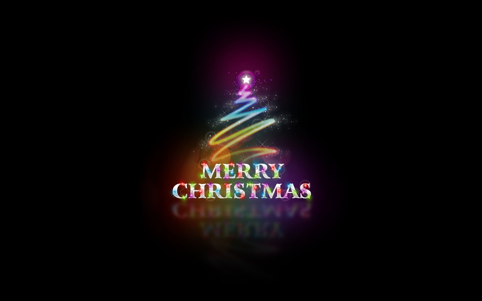 Merry Christmas text with a Christmas tree HD Wallpaper