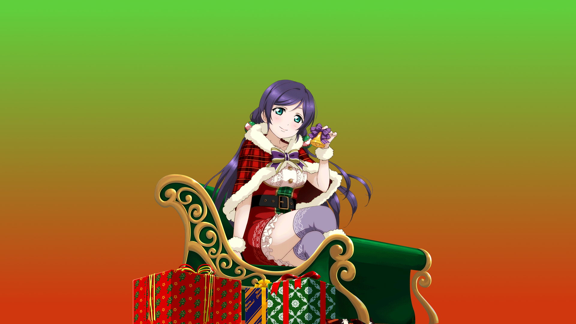 Nozomi Tojo from Love Live! in a Christmas Sleigh HD Wallpaper