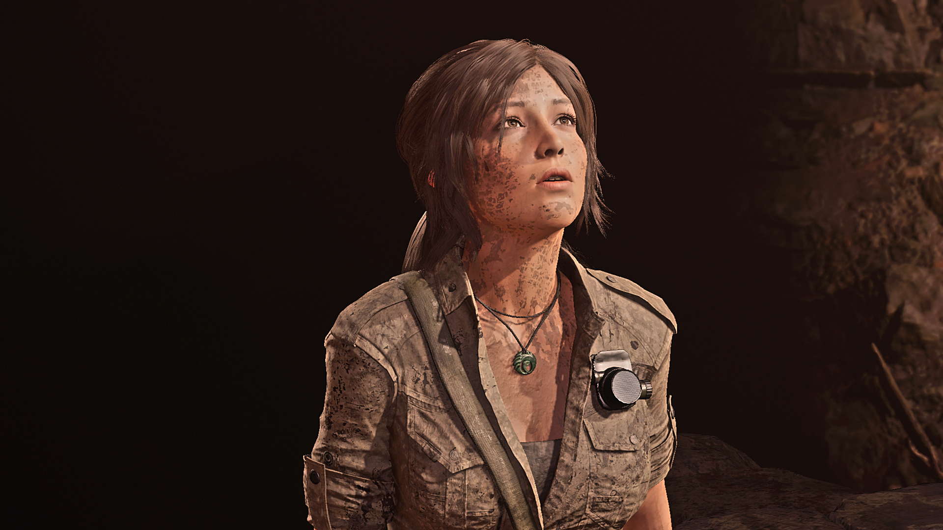 Lara Croft from Shadow of the Tomb Raider in a cave HD Wallpaper