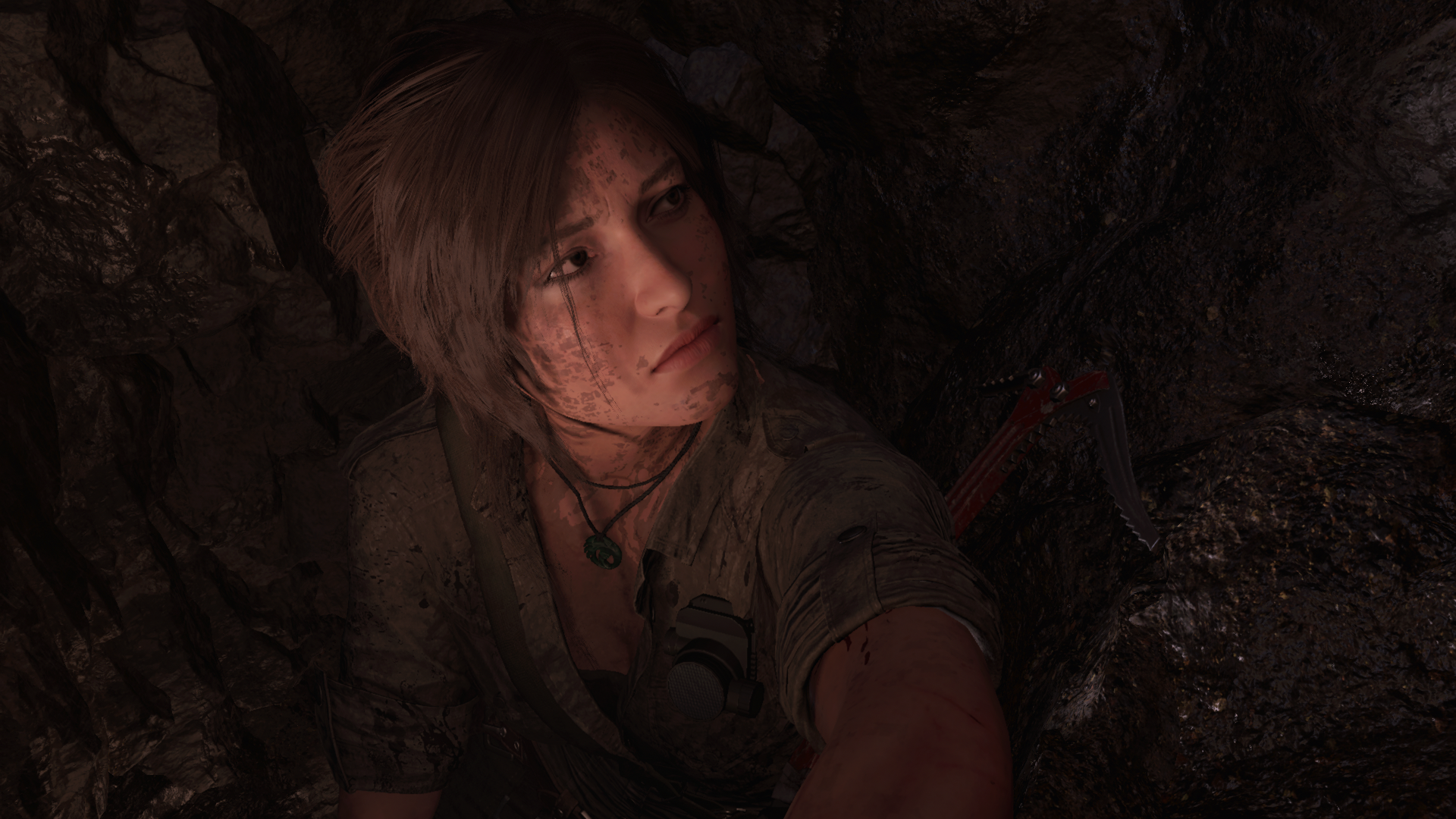 Lara Croft in a cave in Shadow of the Tomb Raider HD Wallpaper
