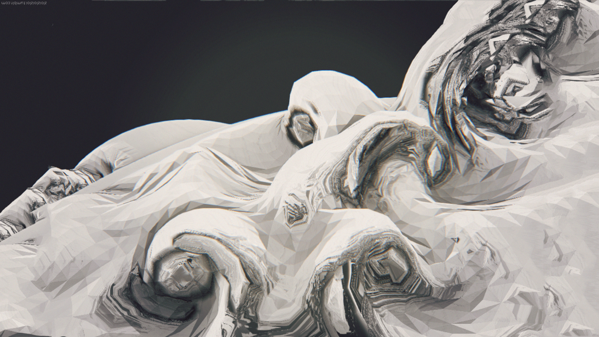 Abstract low poly 3D render with swirling textures HD Wallpaper