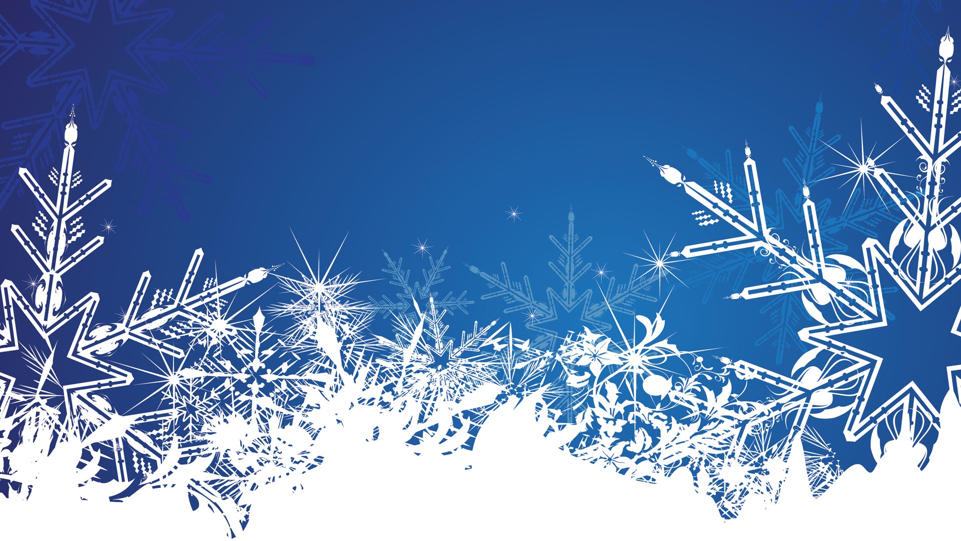 White snowflakes on a blue winter background HD Wallpaper