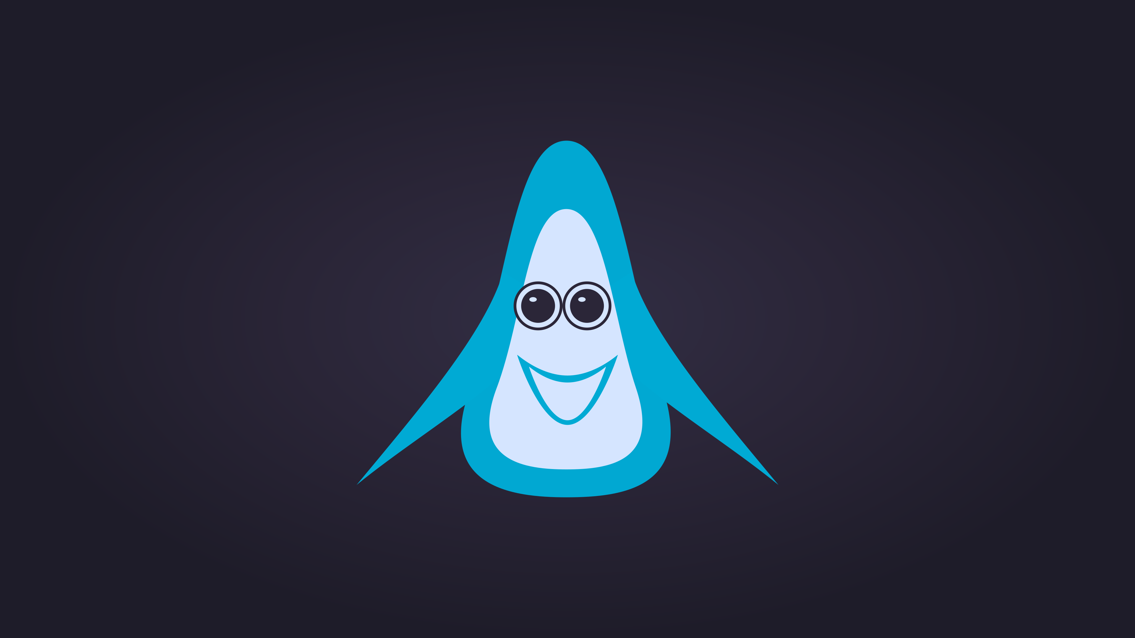 Tux the penguin smiling on a dark background HD Wallpaper
