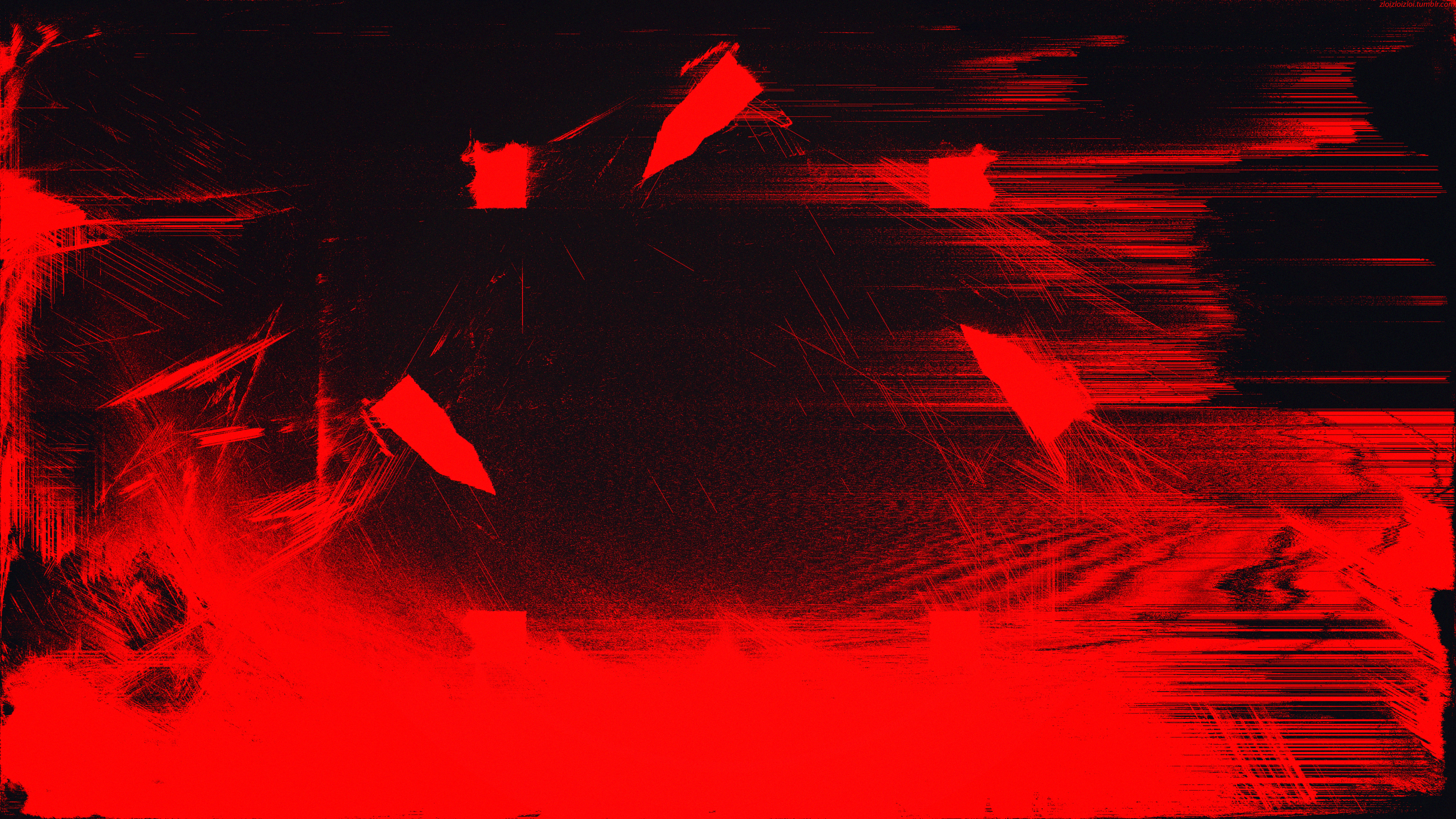Abstract Red Glitch Art 4K HD Wallpaper
