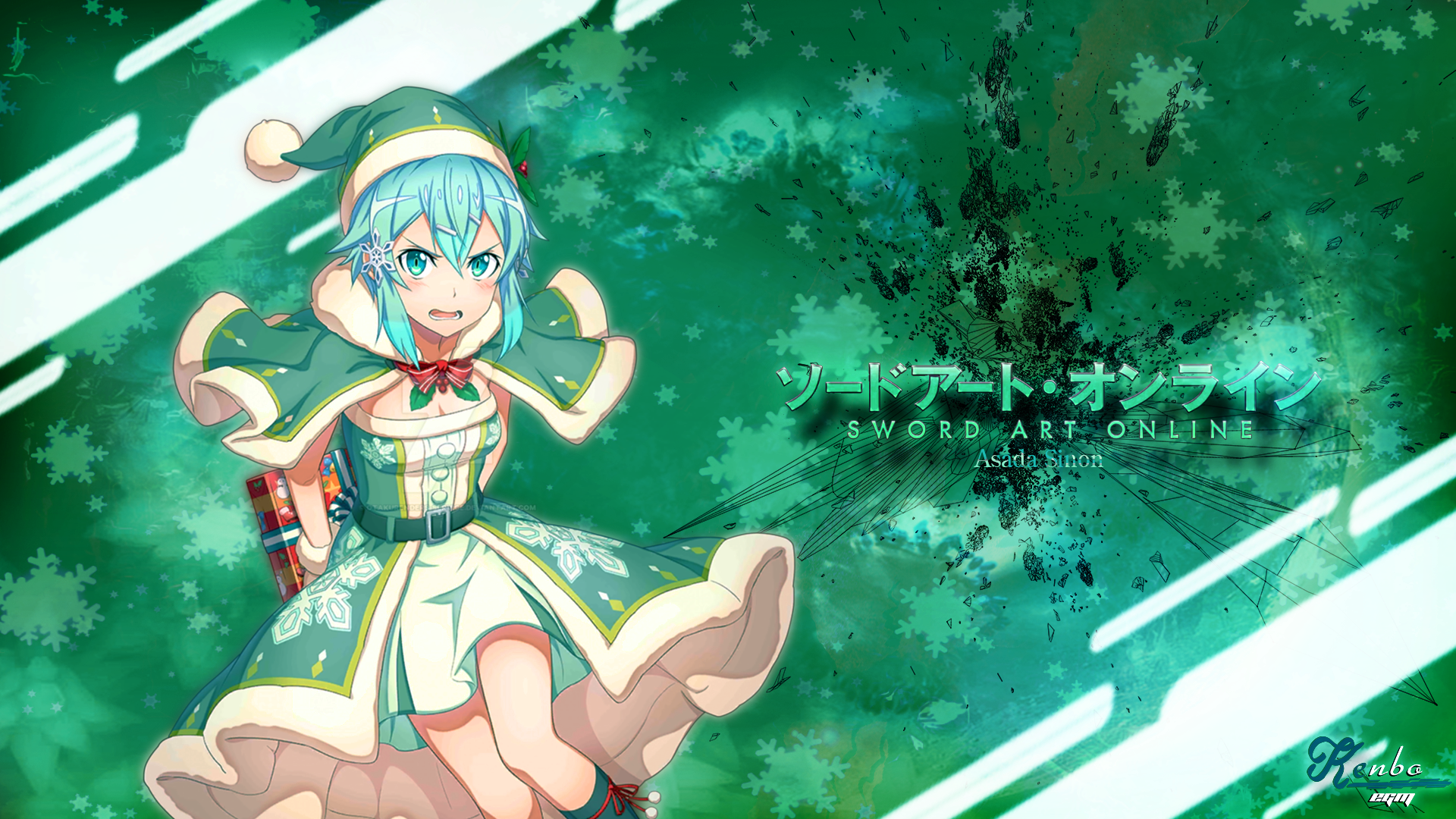Asada Shino from Sword Art Online in Christmas Outfit HD Wallpaper