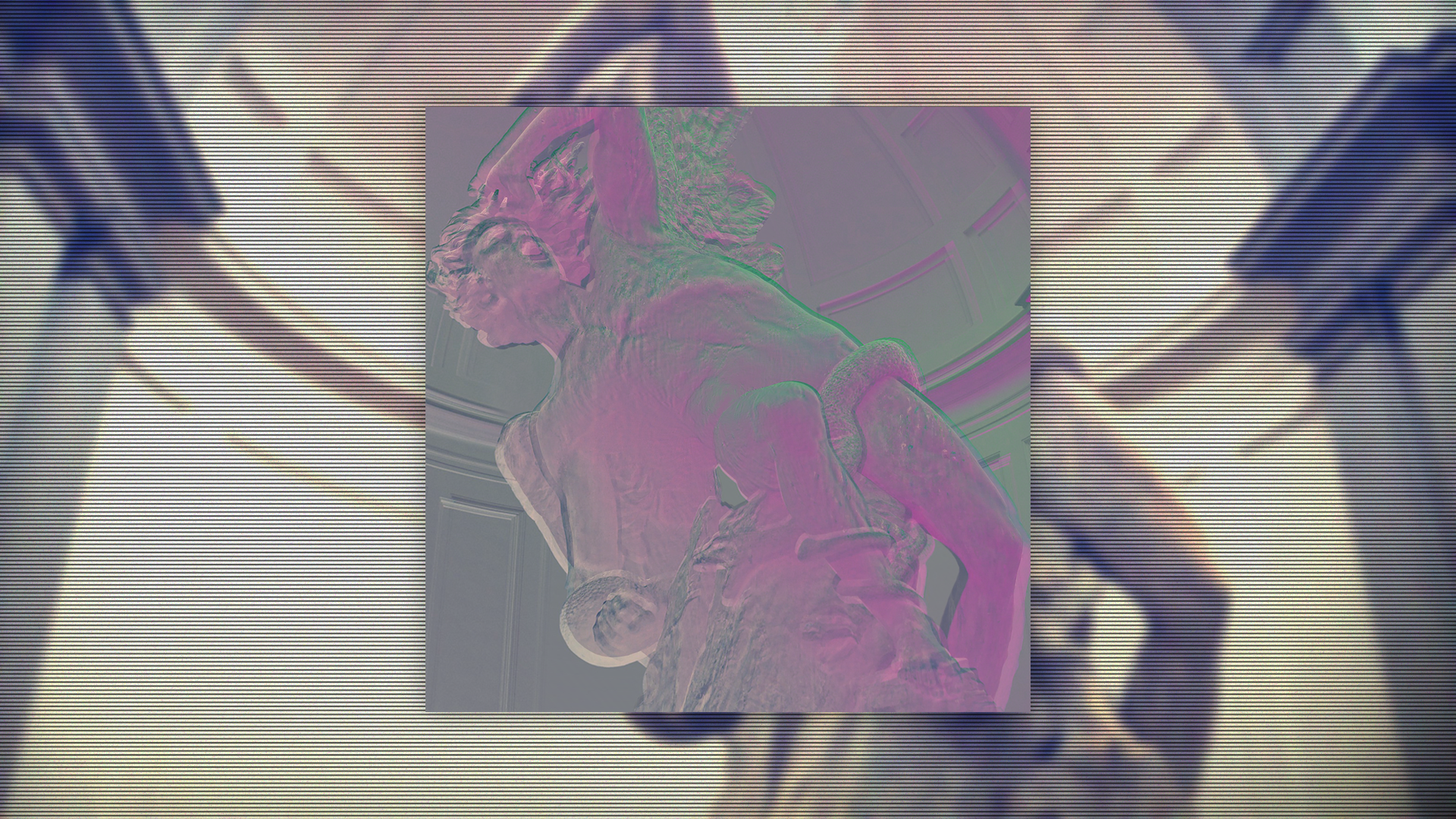 Digital art edit of a statue with vaporwave aesthetic HD Wallpaper