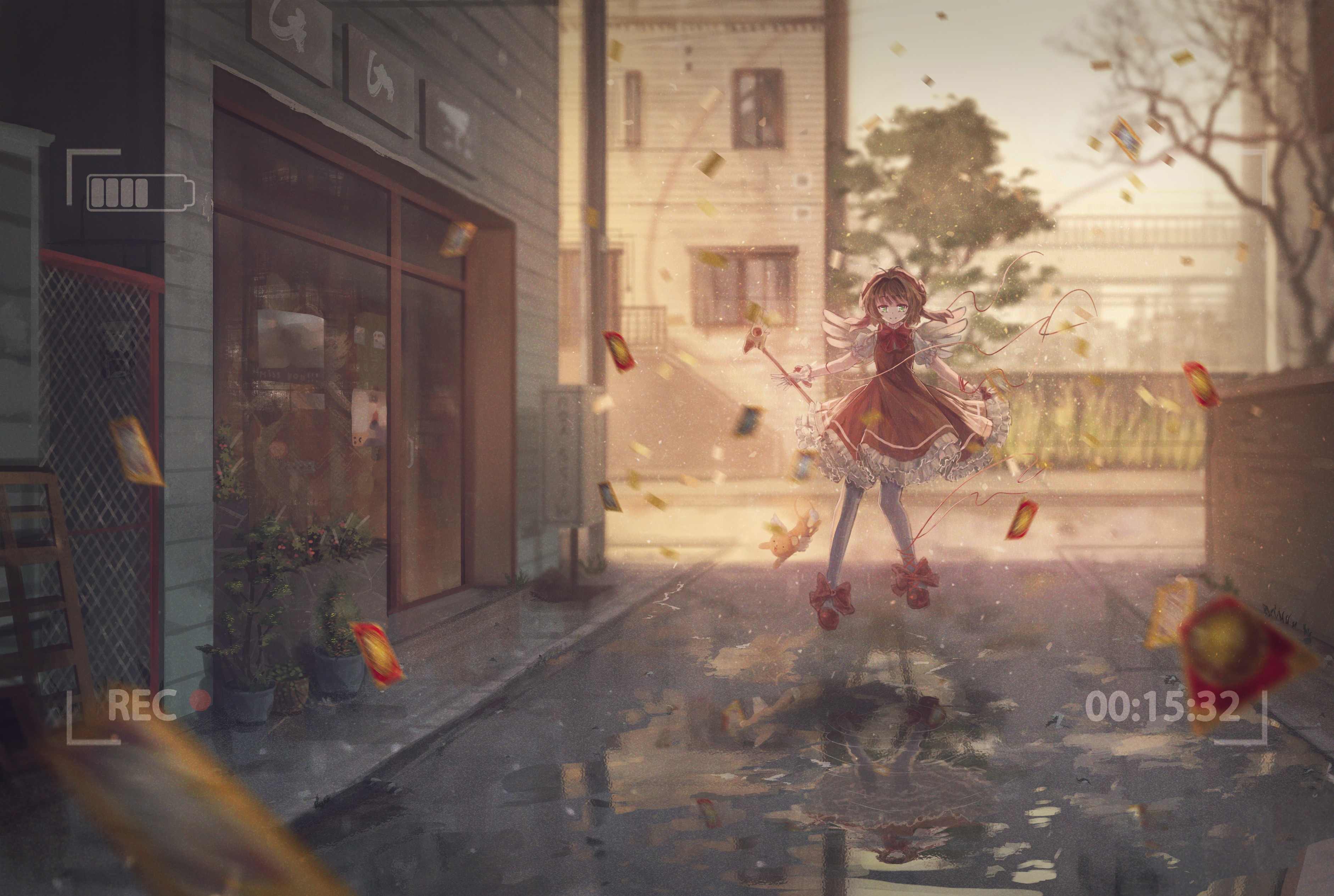 Sakura Kinomoto from Cardcaptor Sakura in a street HD Wallpaper