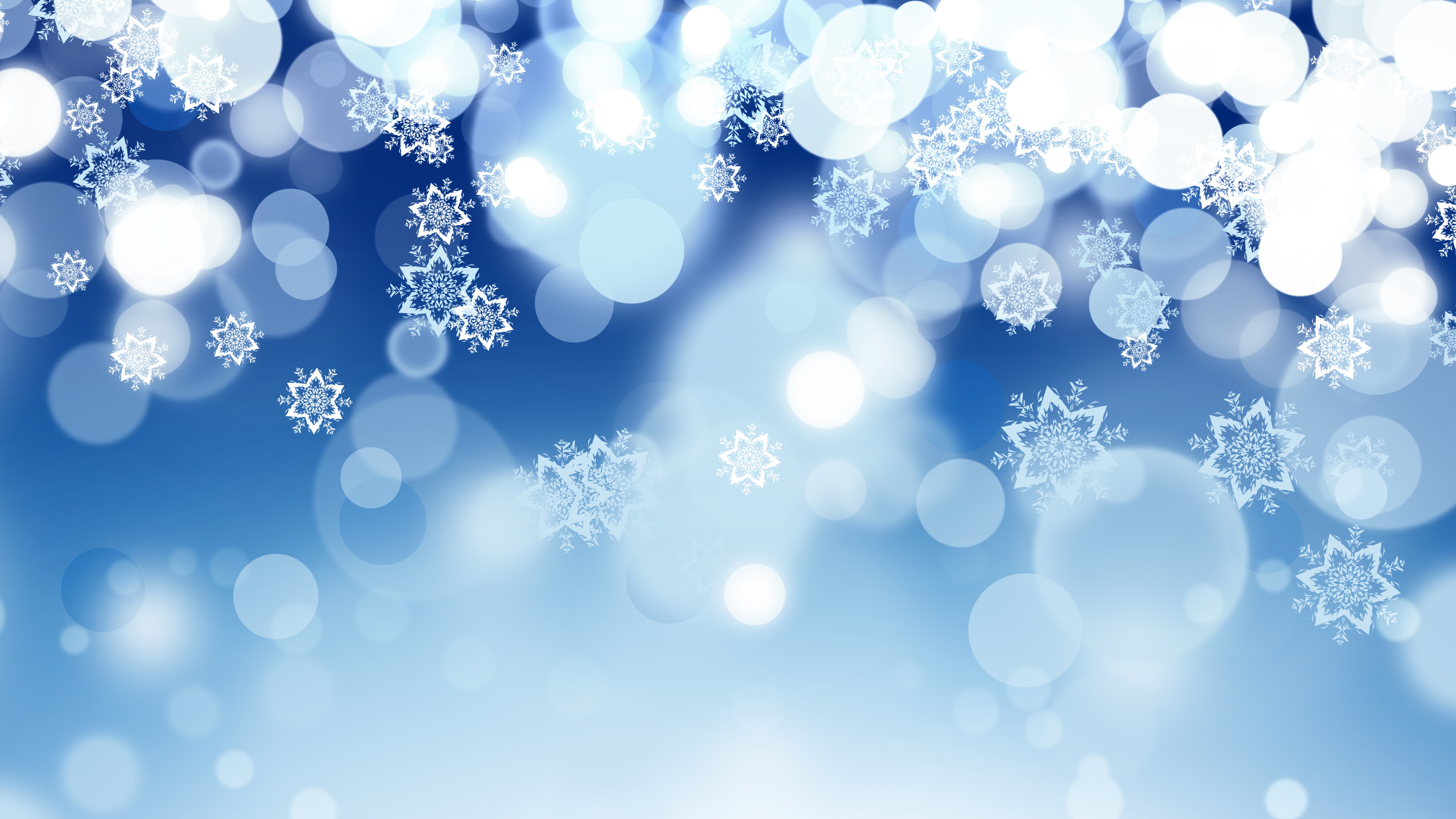 Abstract winter snowflakes and bokeh lights HD Wallpaper