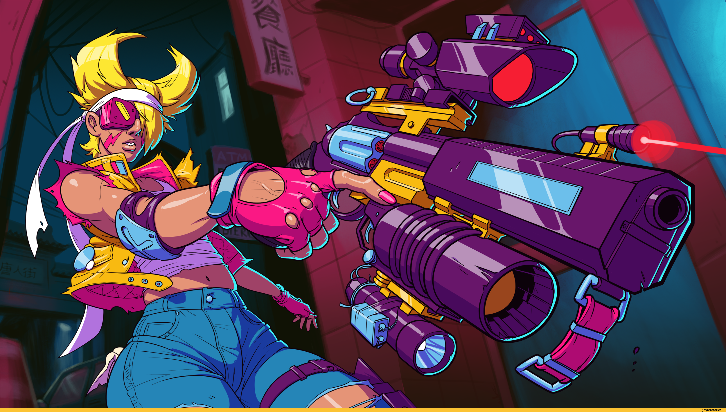 Cyberpunk woman with futuristic weapon HD Wallpaper