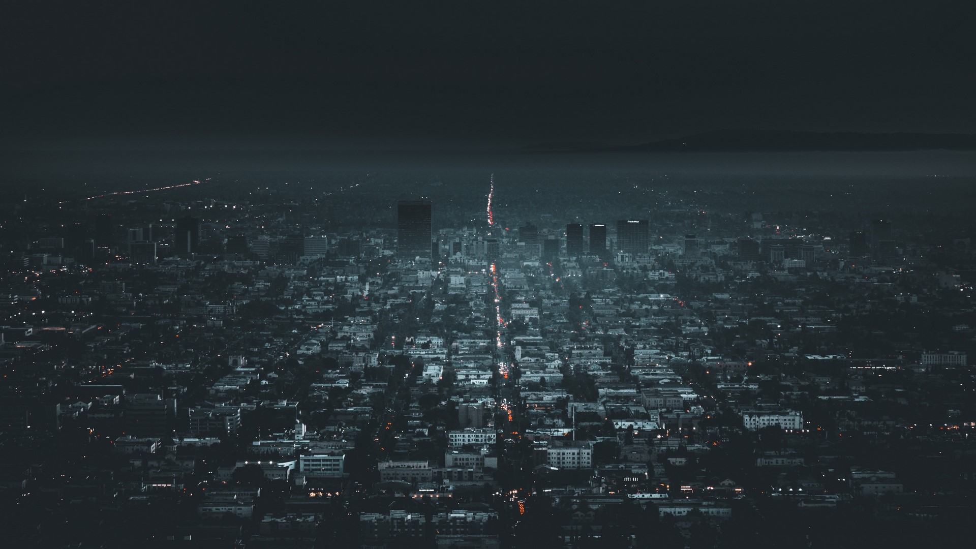 Aerial view of Los Angeles cityscape at night HD Wallpaper