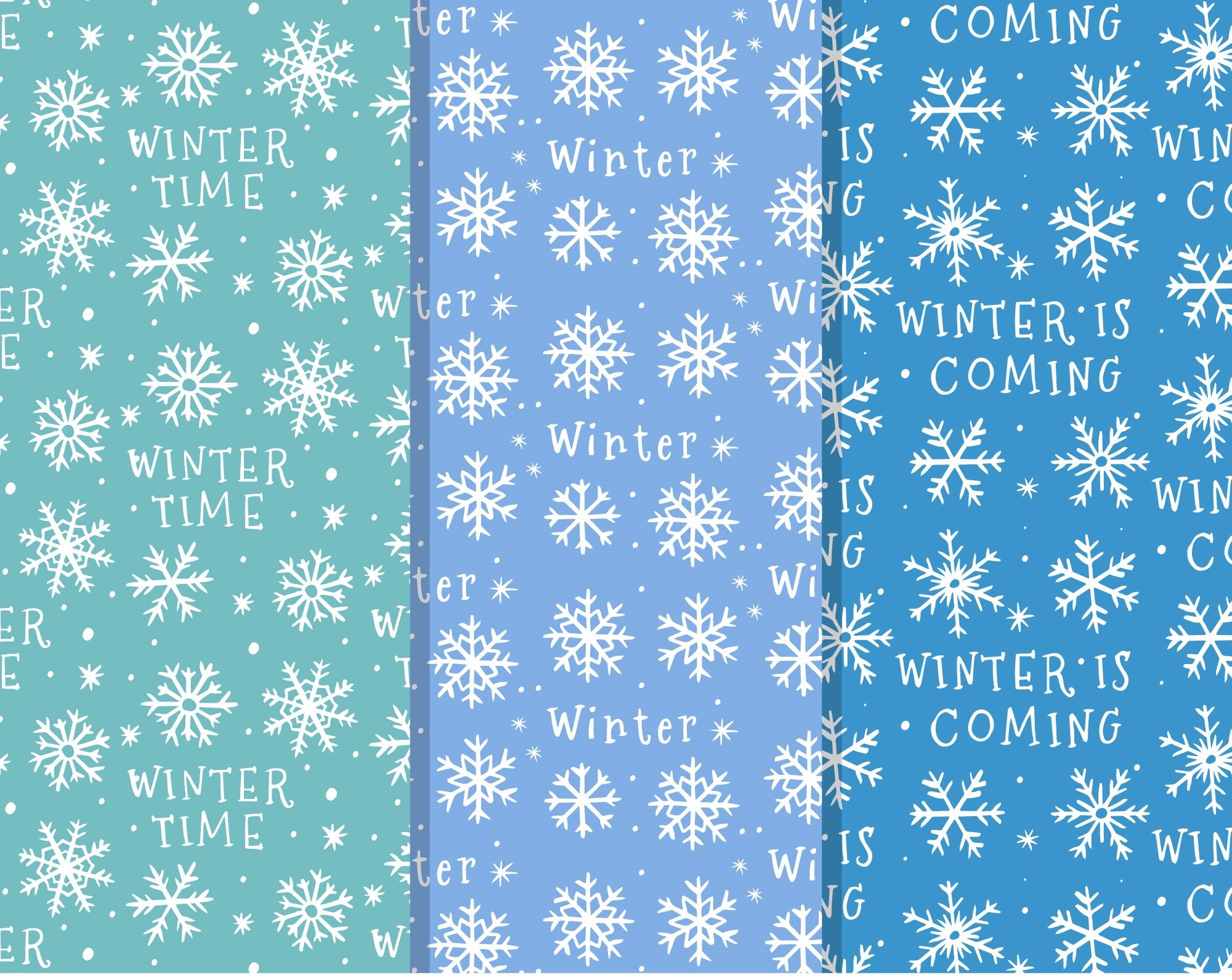 Winter snowflakes pattern with text HD Wallpaper