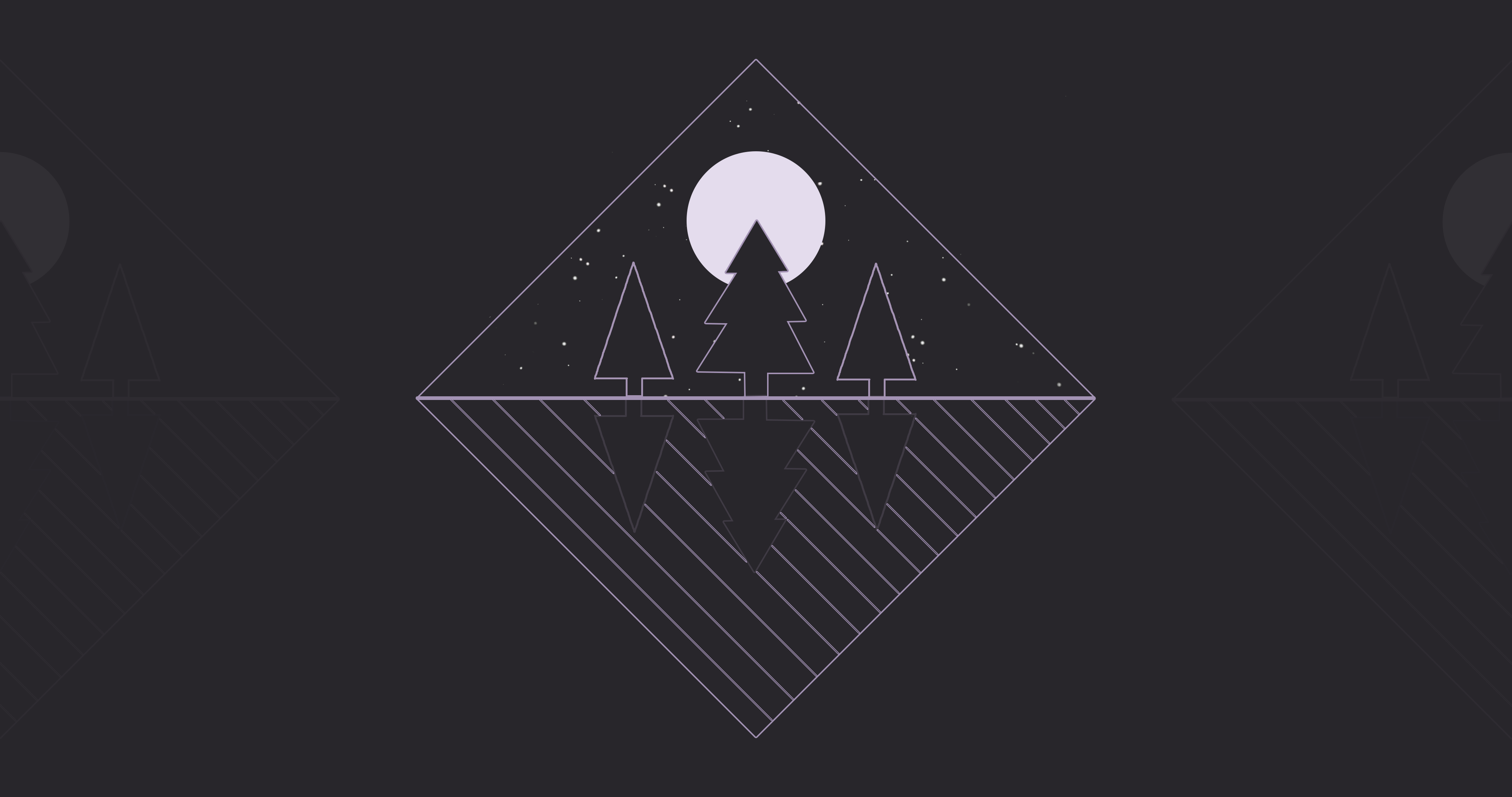Minimalist abstract trees and moon 4K HD Wallpaper