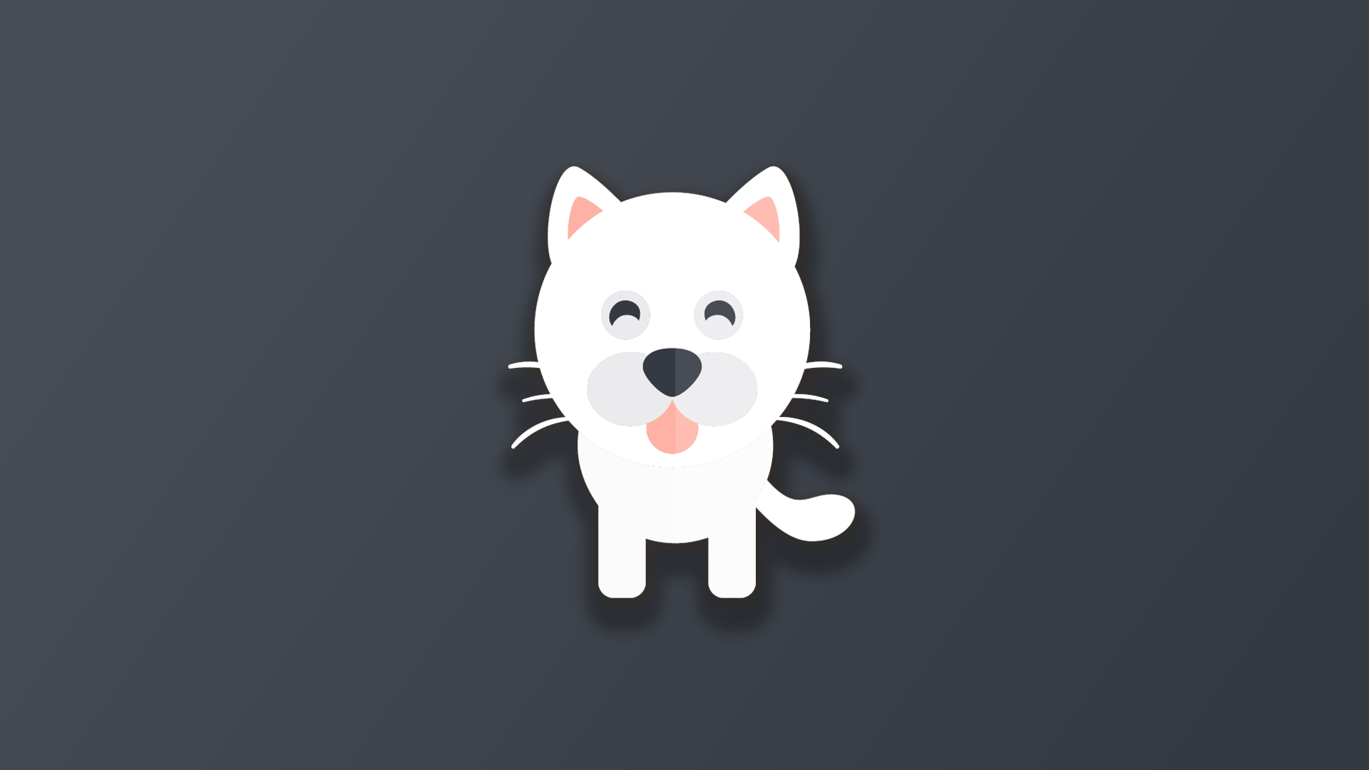 White cat illustration with simple background HD Wallpaper