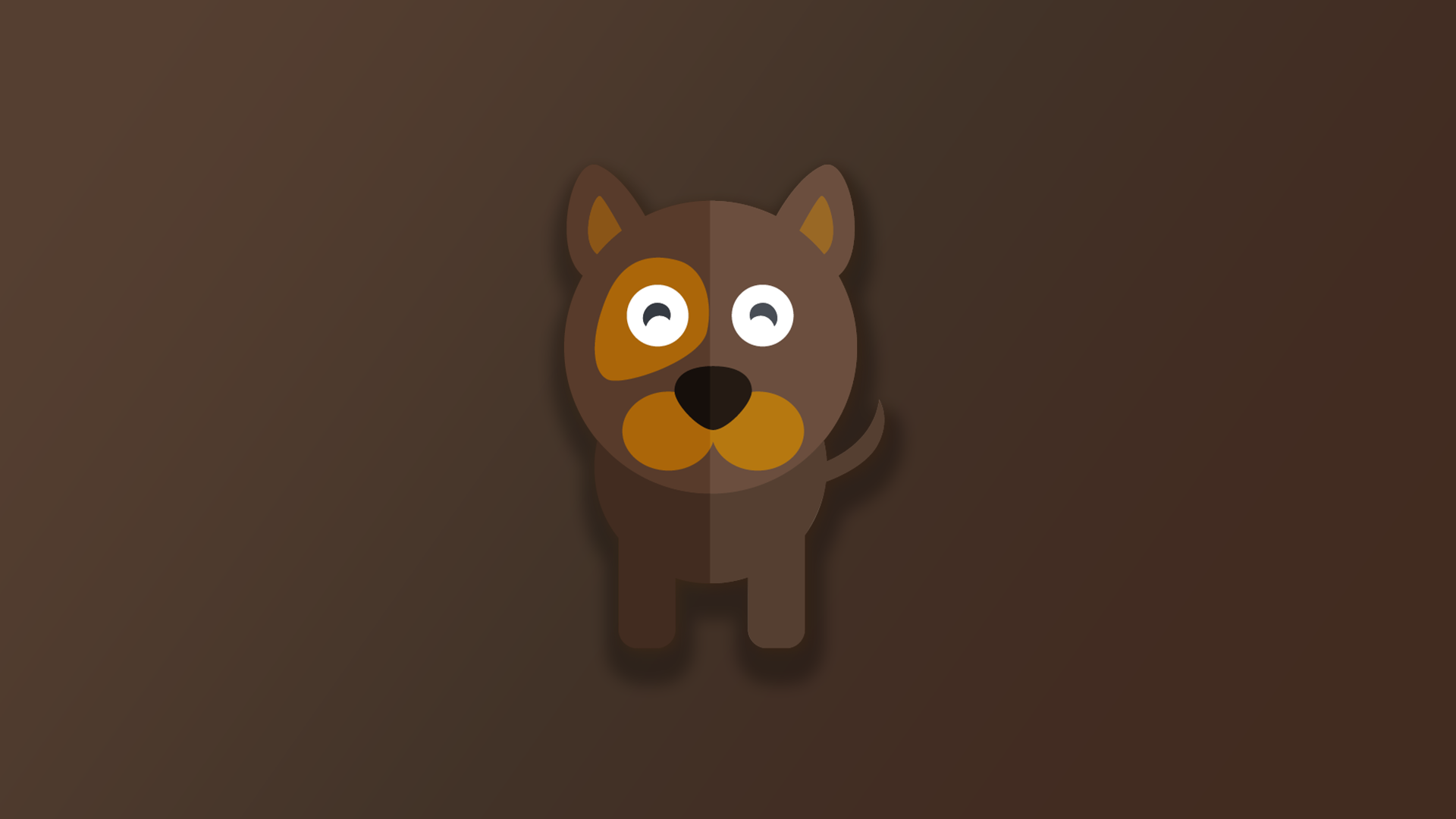 Flat design brown dog with orange patch HD Wallpaper