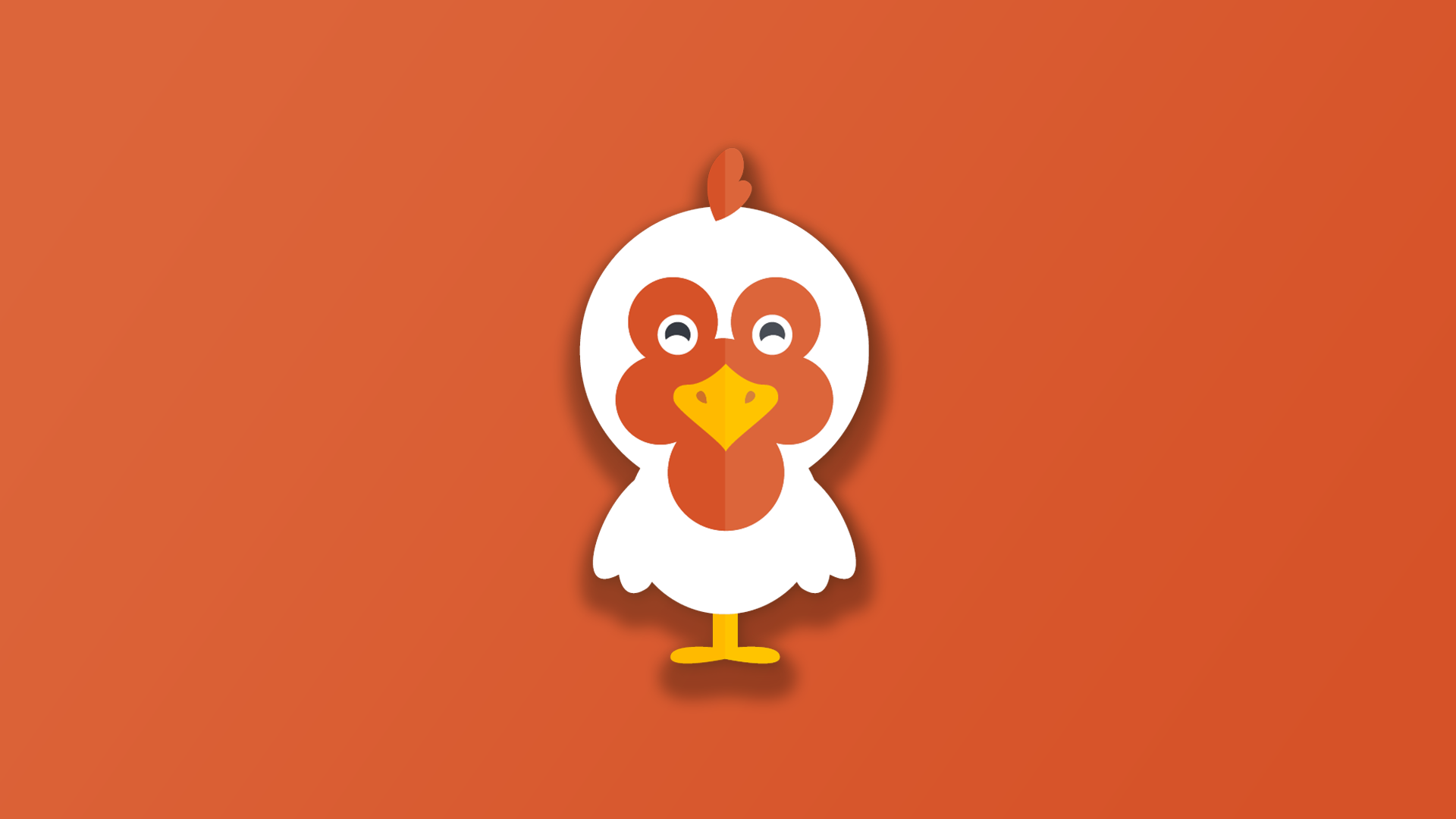 Cartoon chicken on an orange background HD Wallpaper