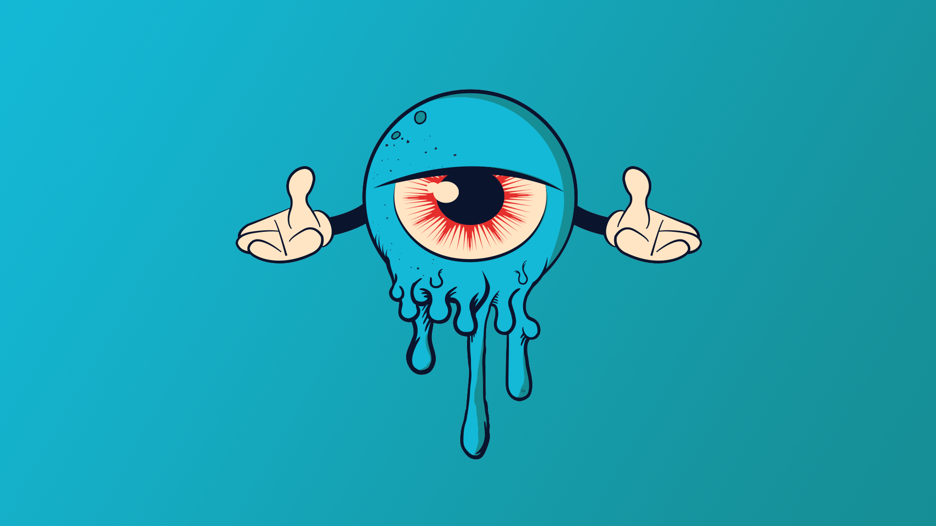 Cartoon eyeball character with dripping effect HD Wallpaper