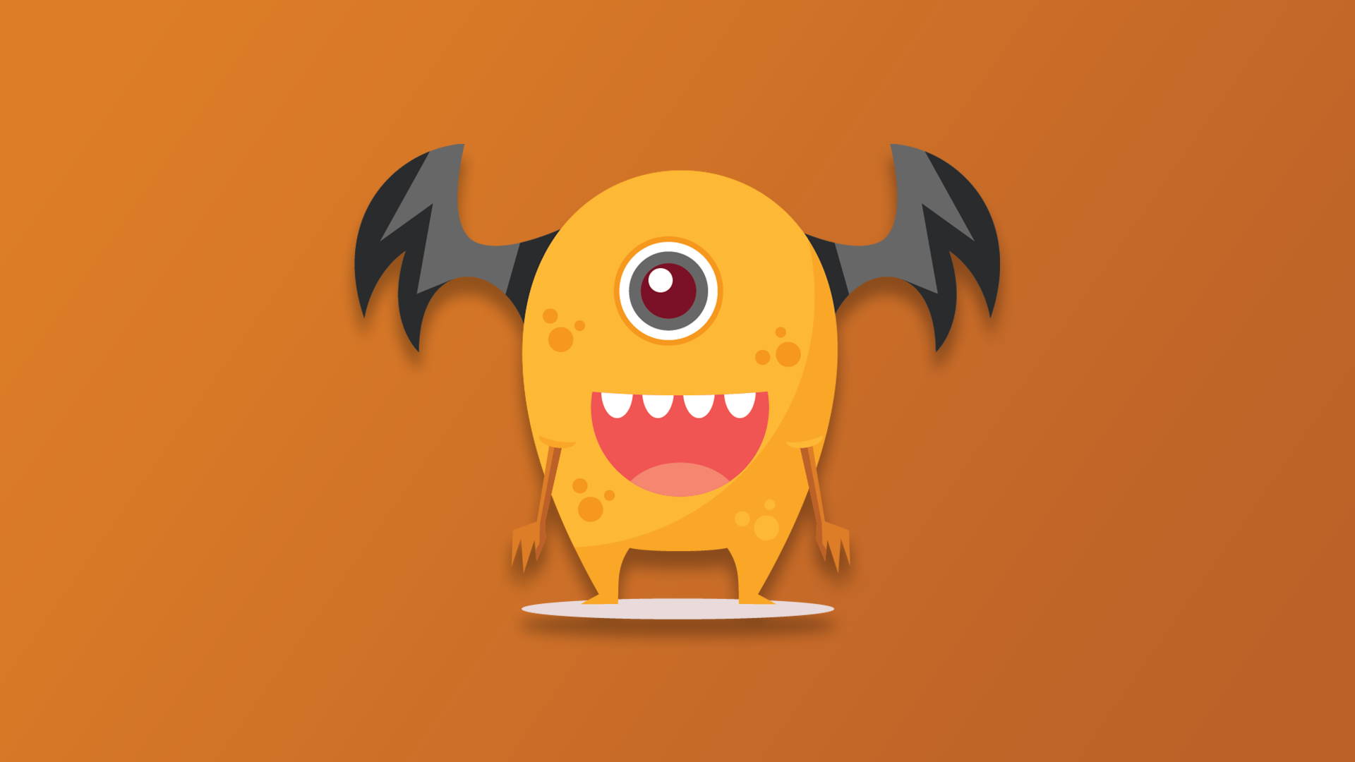 One-eyed orange monster with bat wings HD Wallpaper