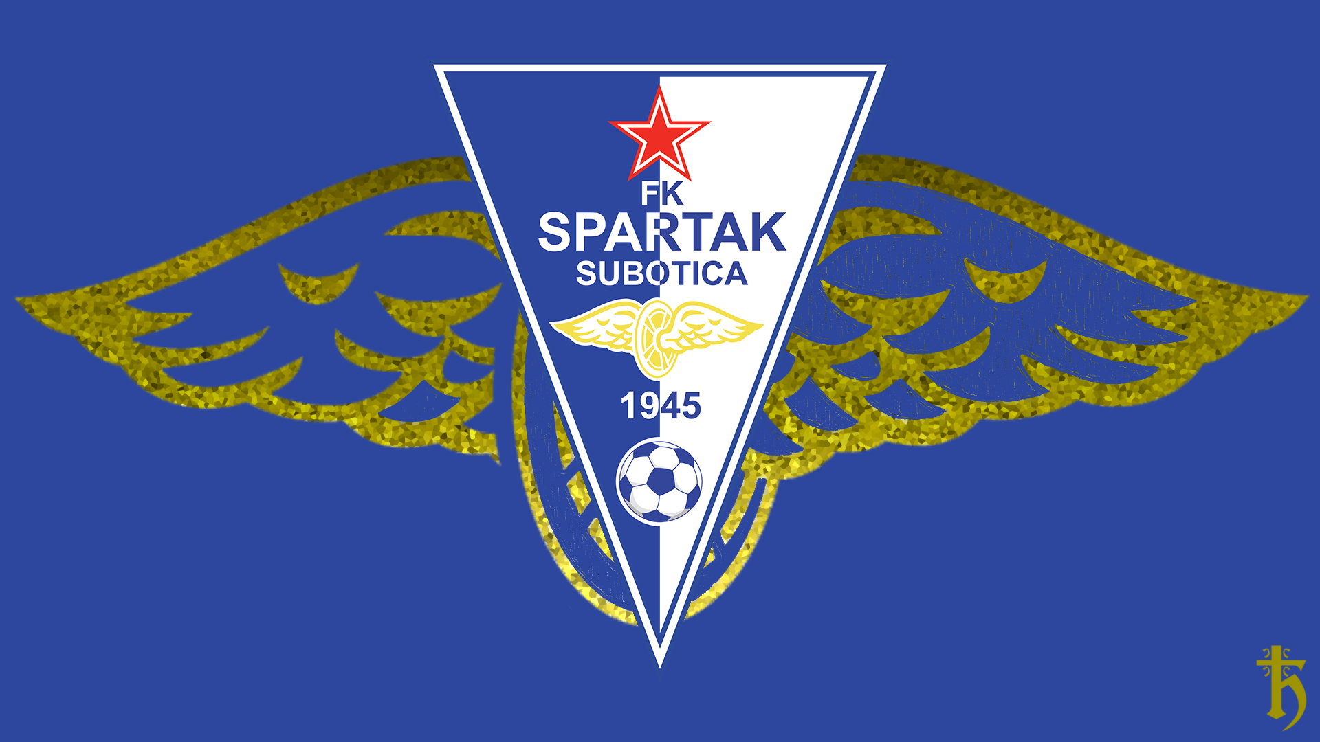 FK Spartak Subotica logo with wings and soccer ball HD Wallpaper