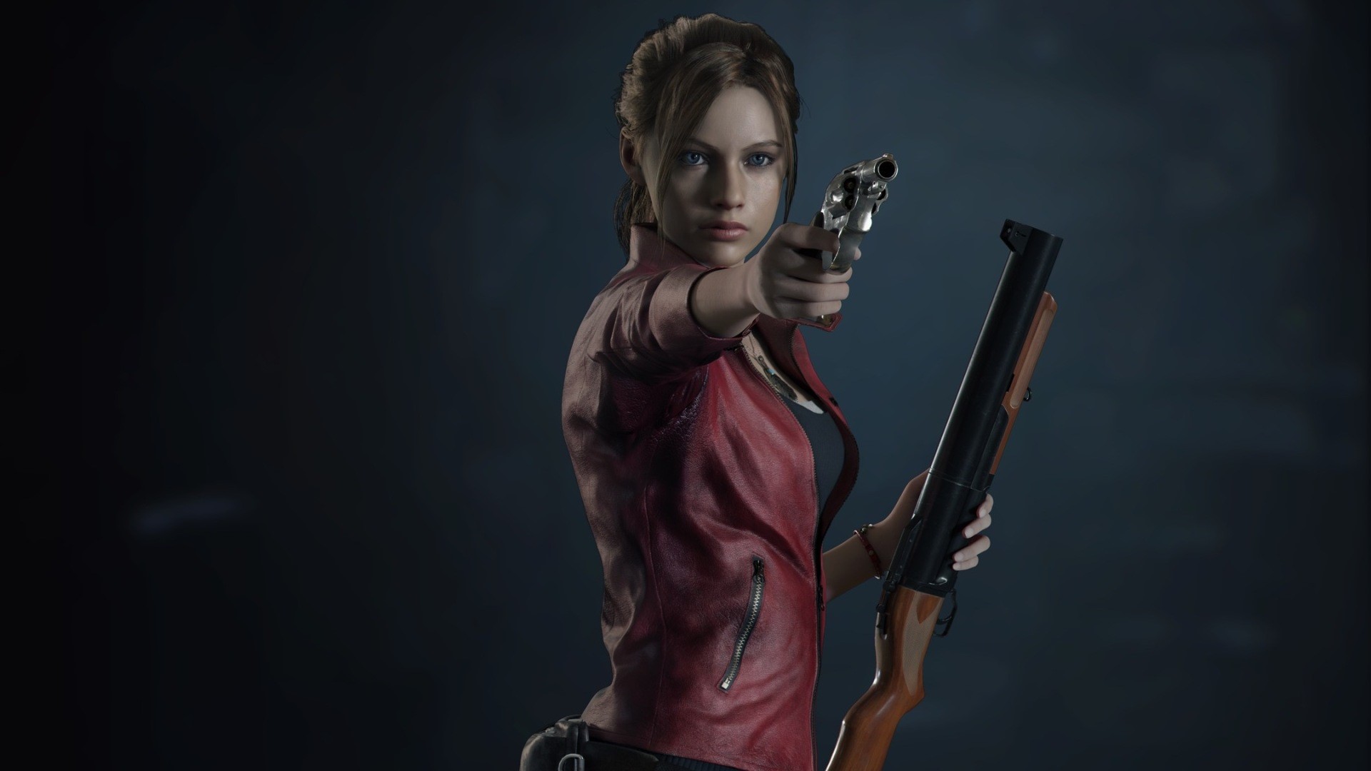 Claire Redfield from Resident Evil holding a handgun and shotgun HD Wallpaper