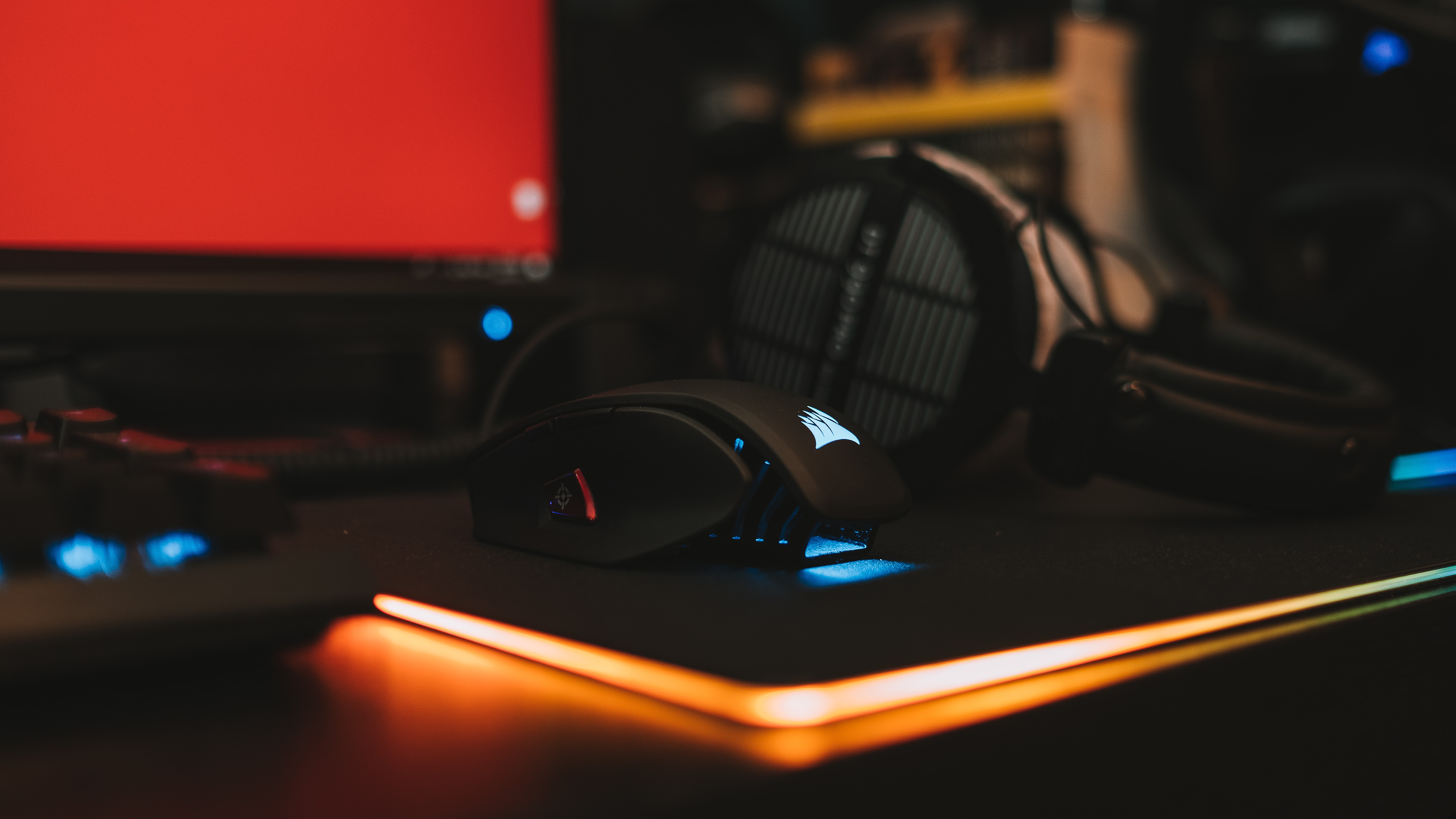 Corsair Gaming Mouse and Beyerdynamic Headphones HD Wallpaper