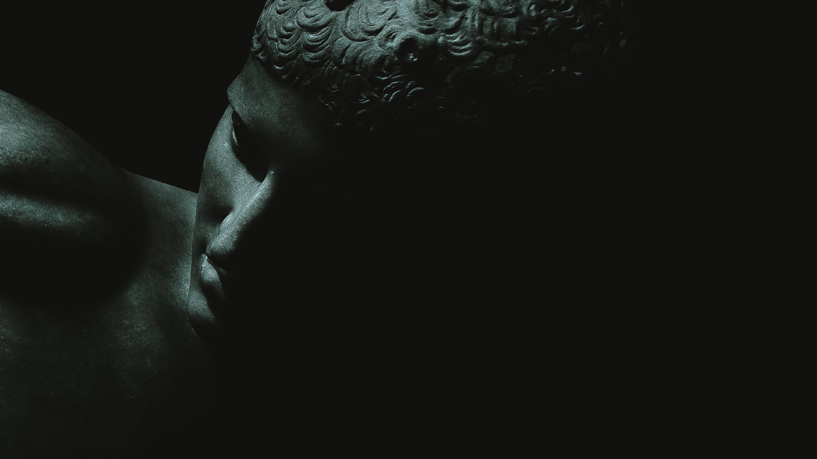 Close-up of a dark monochrome statue HD Wallpaper