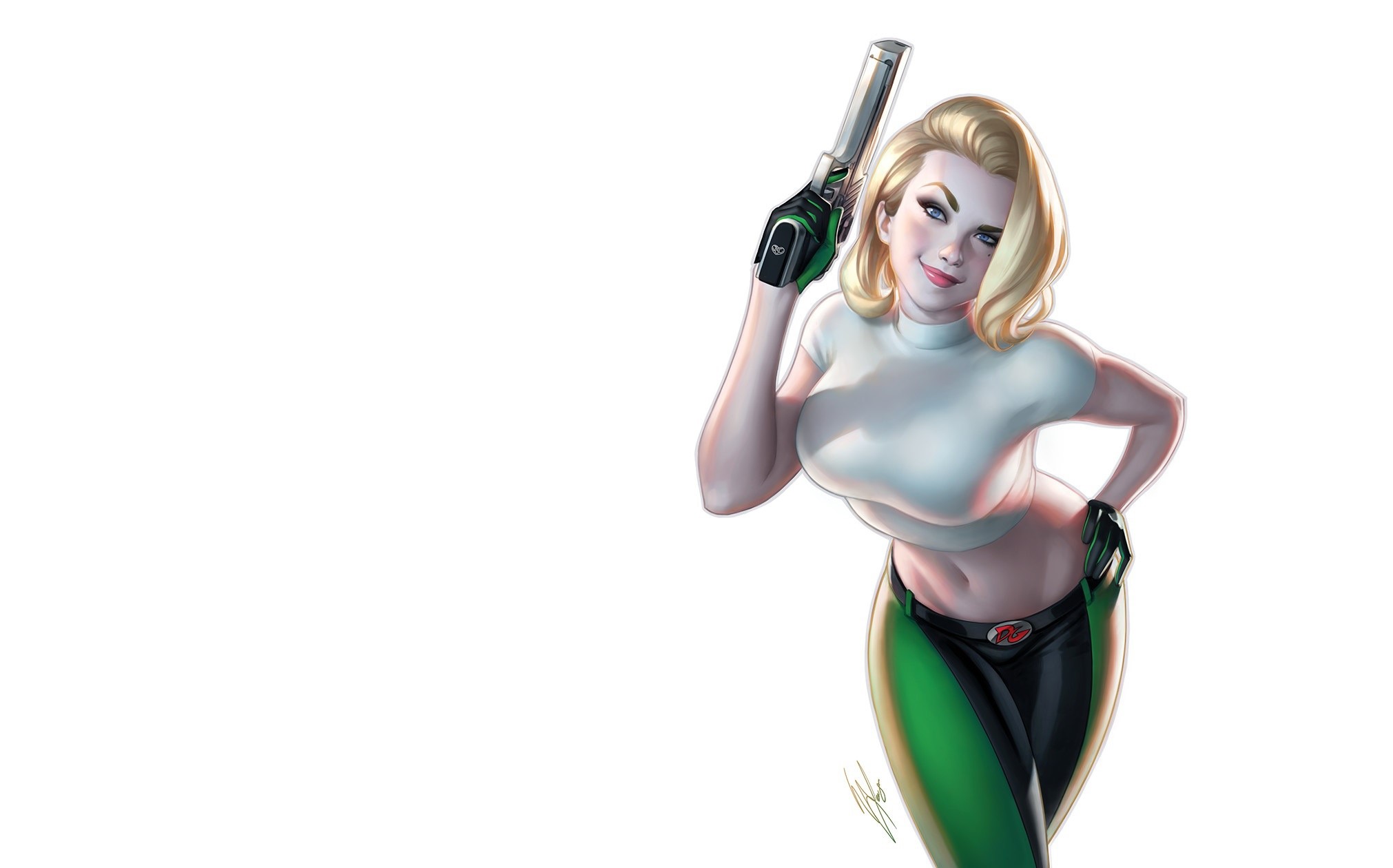 Abbey Chase from Danger Girl holding a gun HD Wallpaper