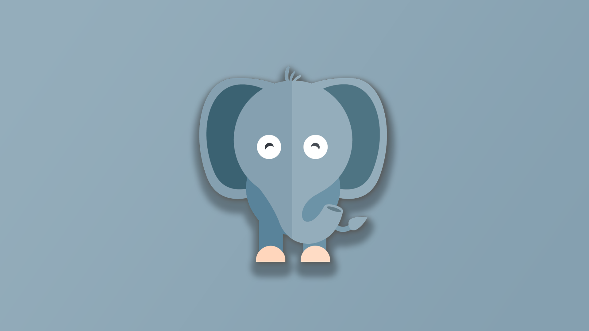 Flat design cartoon elephant on a blue background HD Wallpaper