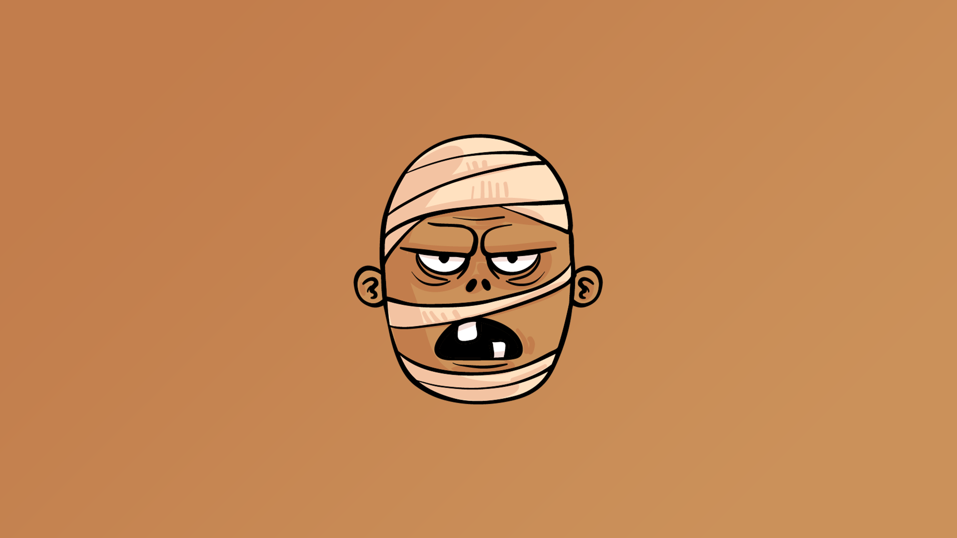 Mummy head with bandages and open mouth HD Wallpaper