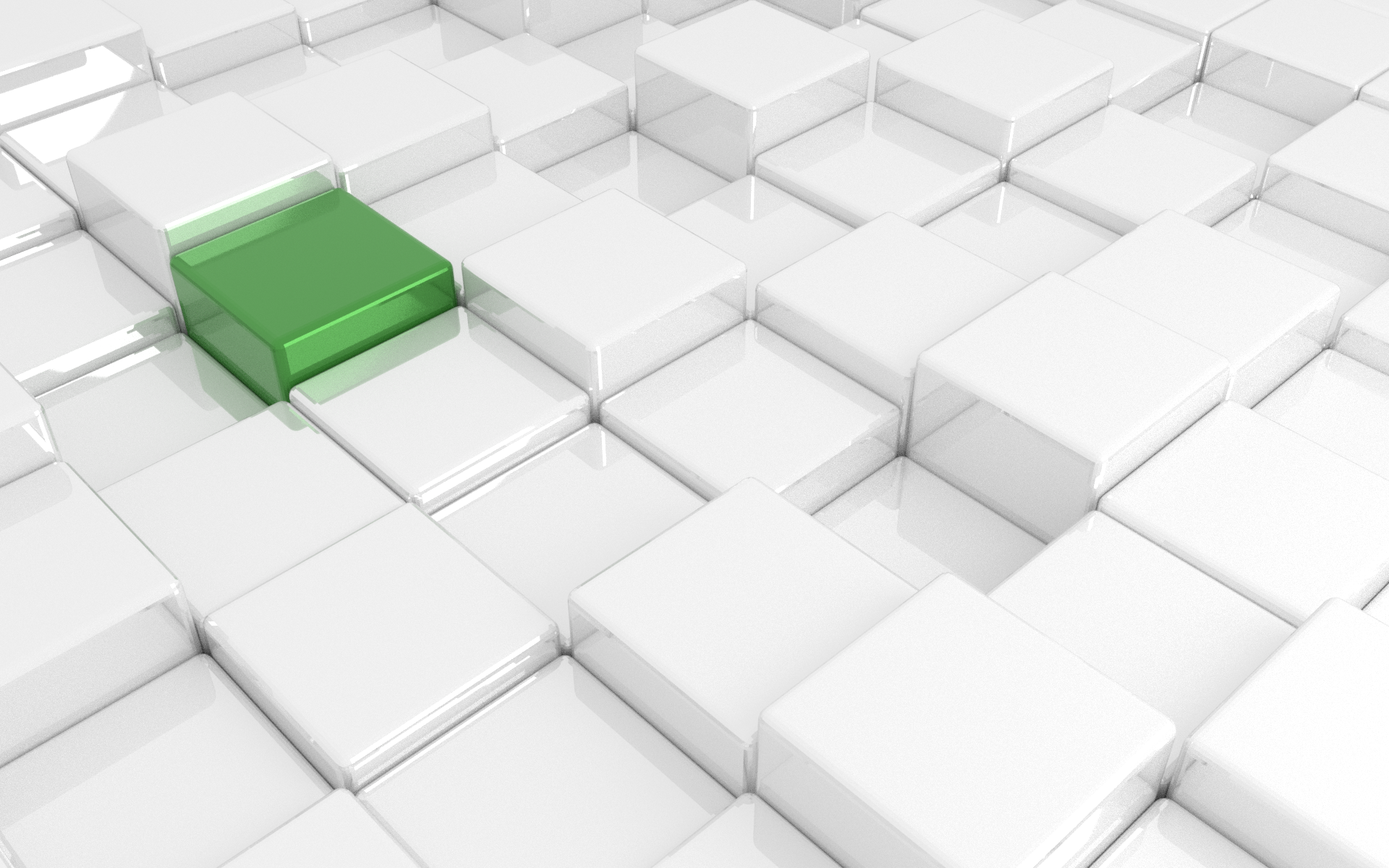 Green cube among white cubes HD Wallpaper