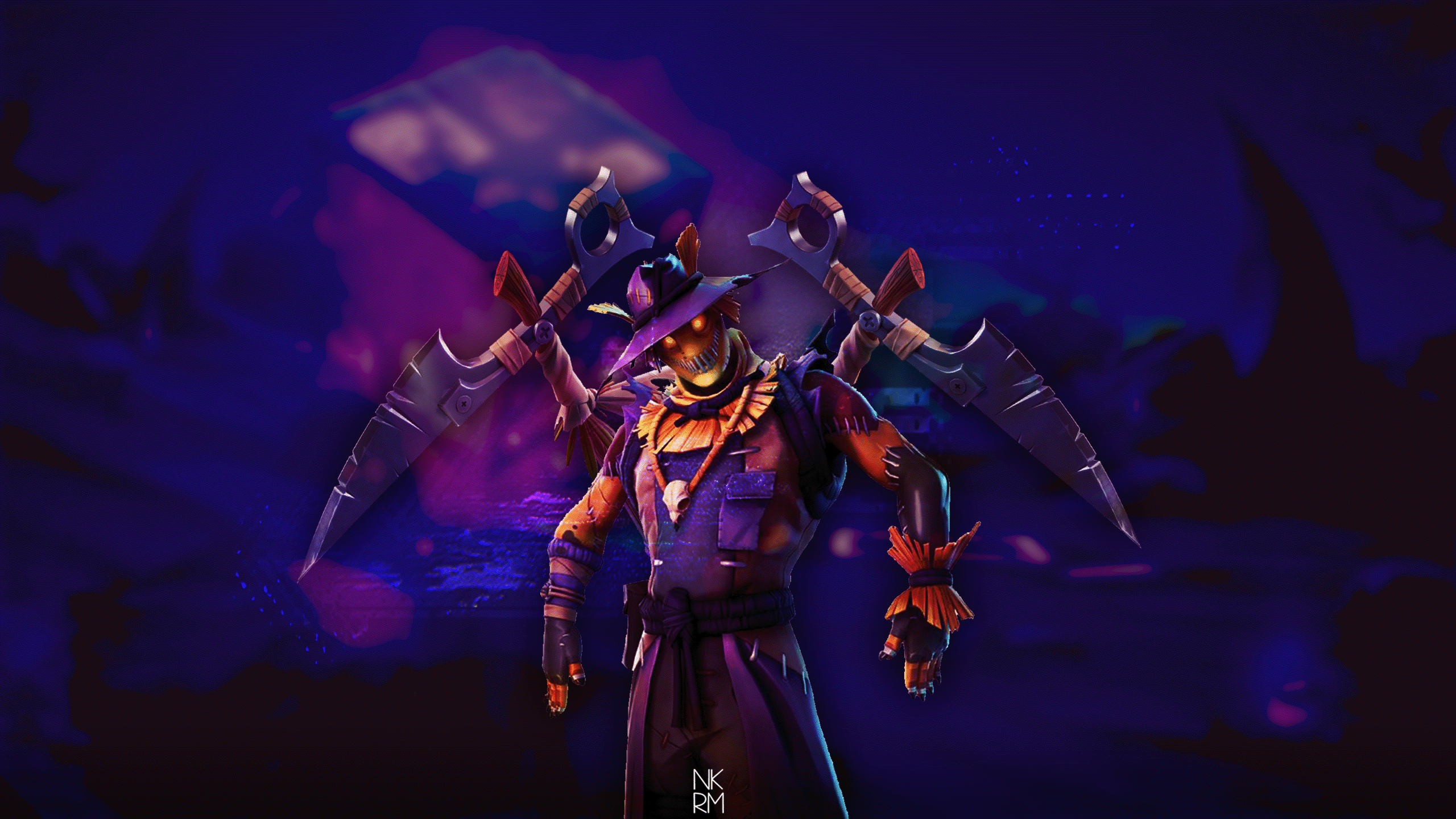 Scarecrow skin from Fortnite with scythes HD Wallpaper