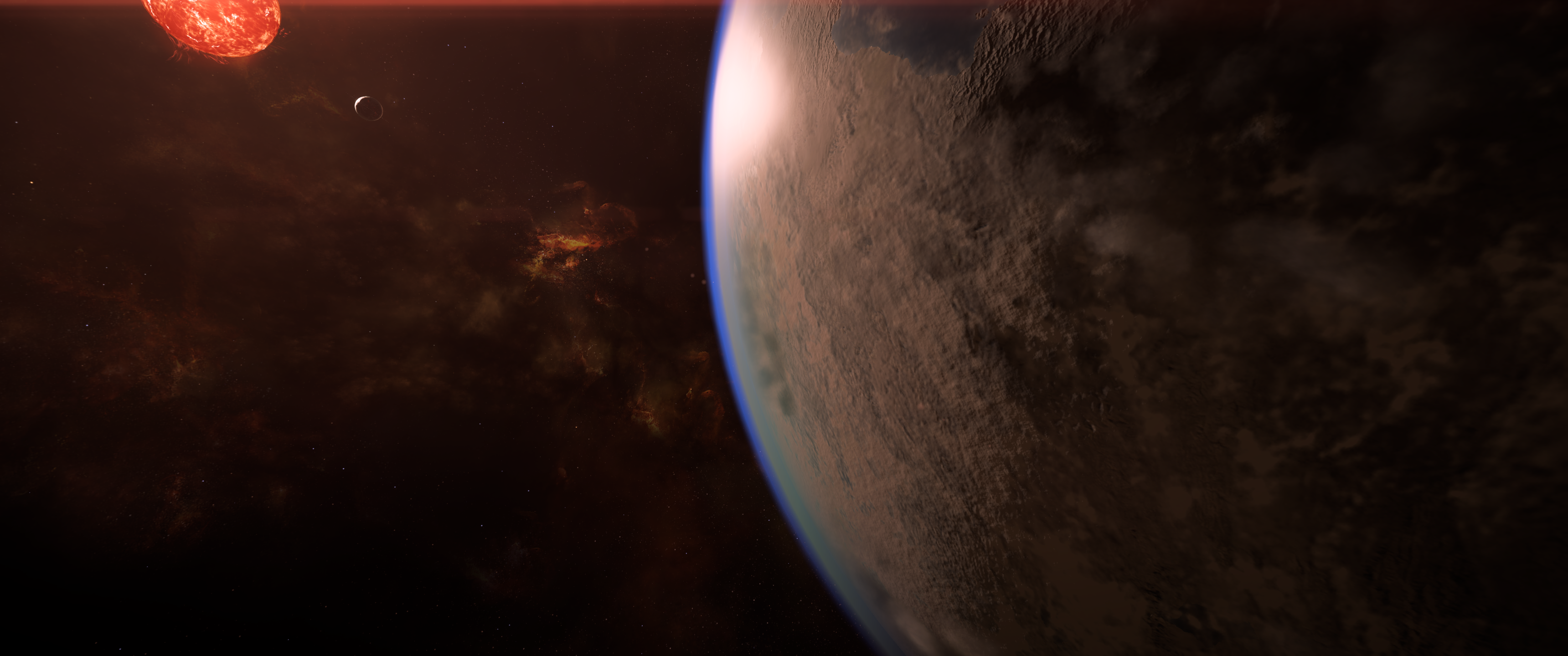 Planet and star in Mass Effect: Andromeda HD Wallpaper