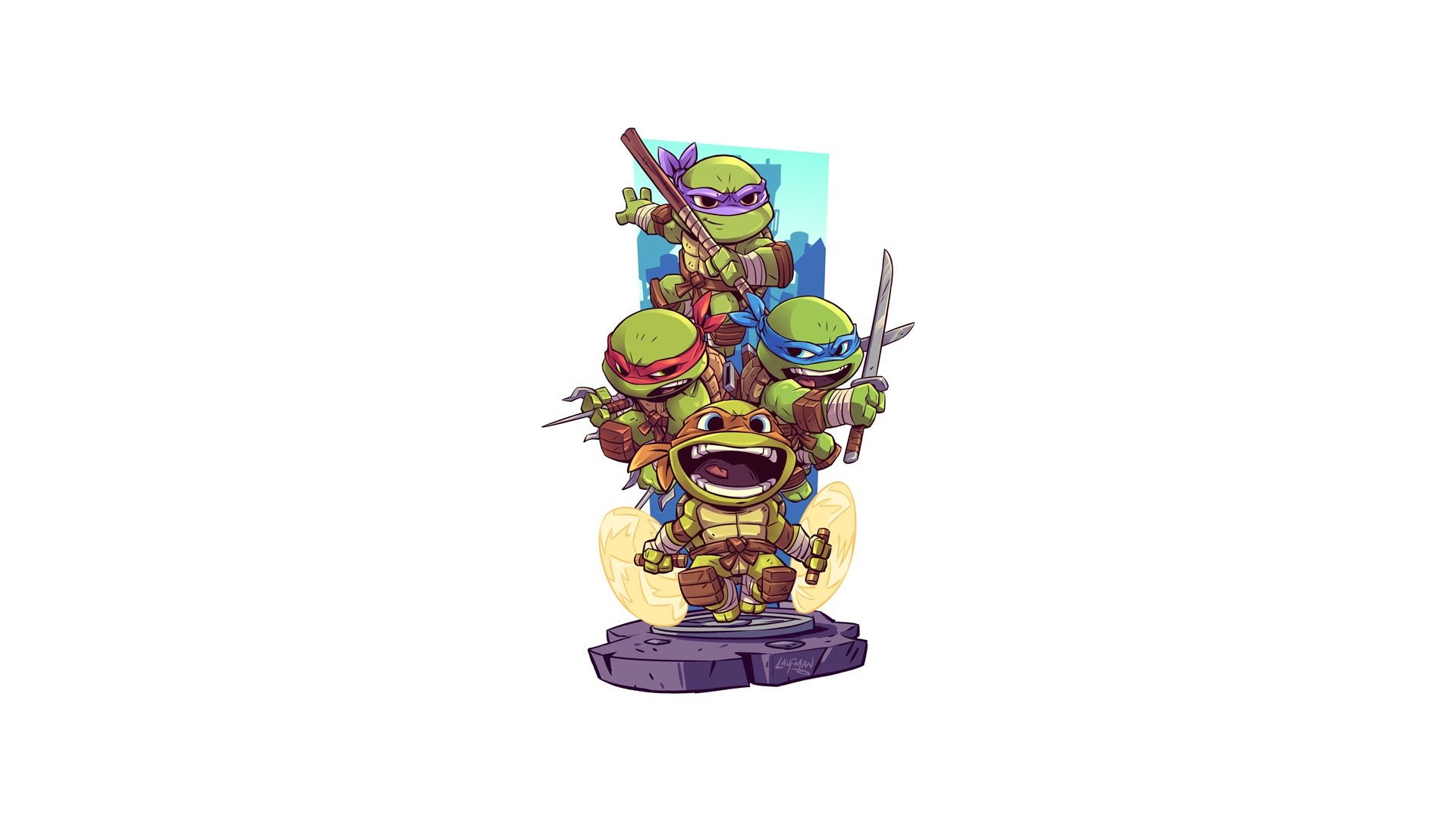 Teenage Mutant Ninja Turtles artwork by Derek Laufman HD Wallpaper
