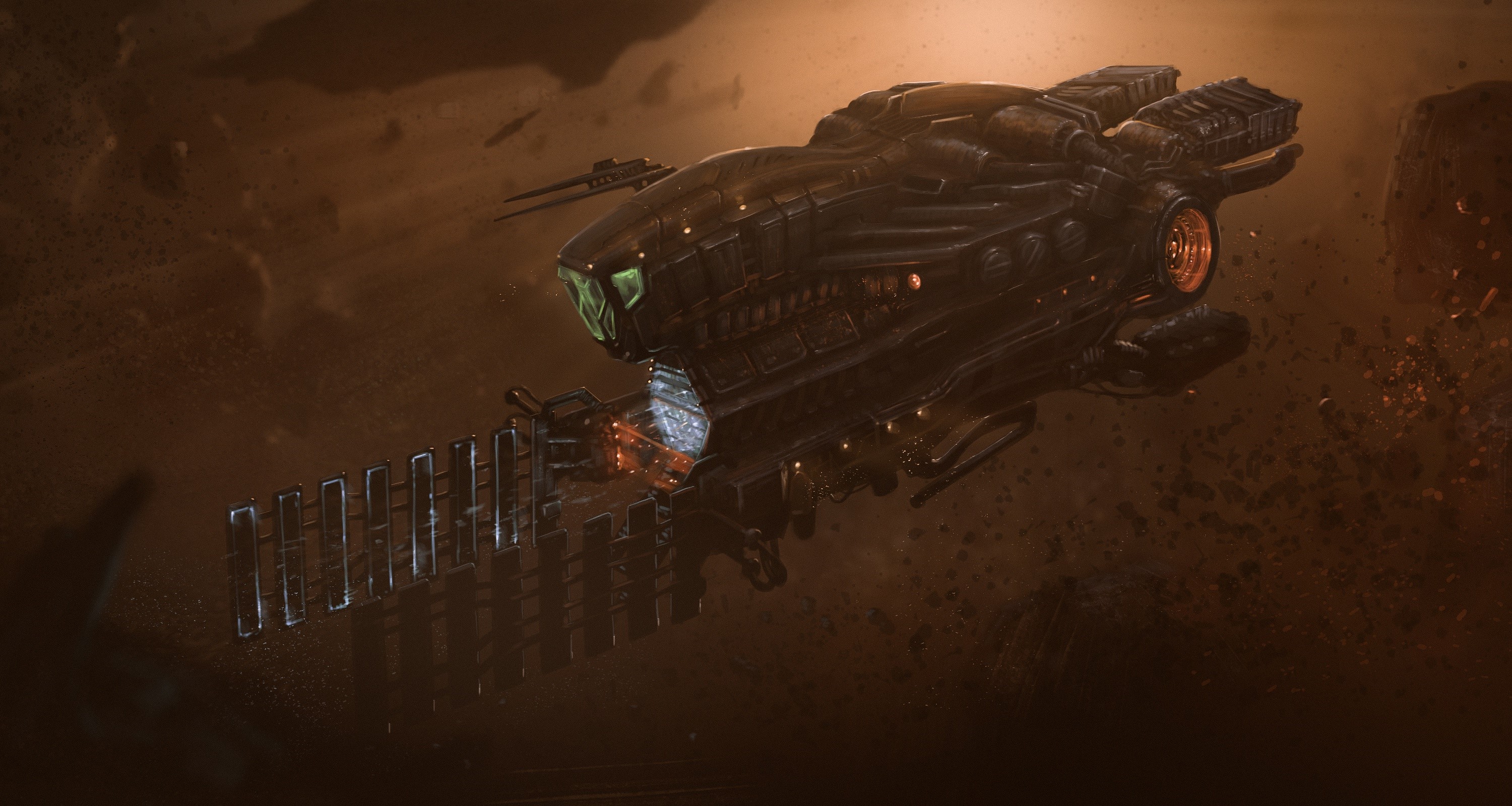 Spaceship artwork by Dmitrii Ustinov HD Wallpaper