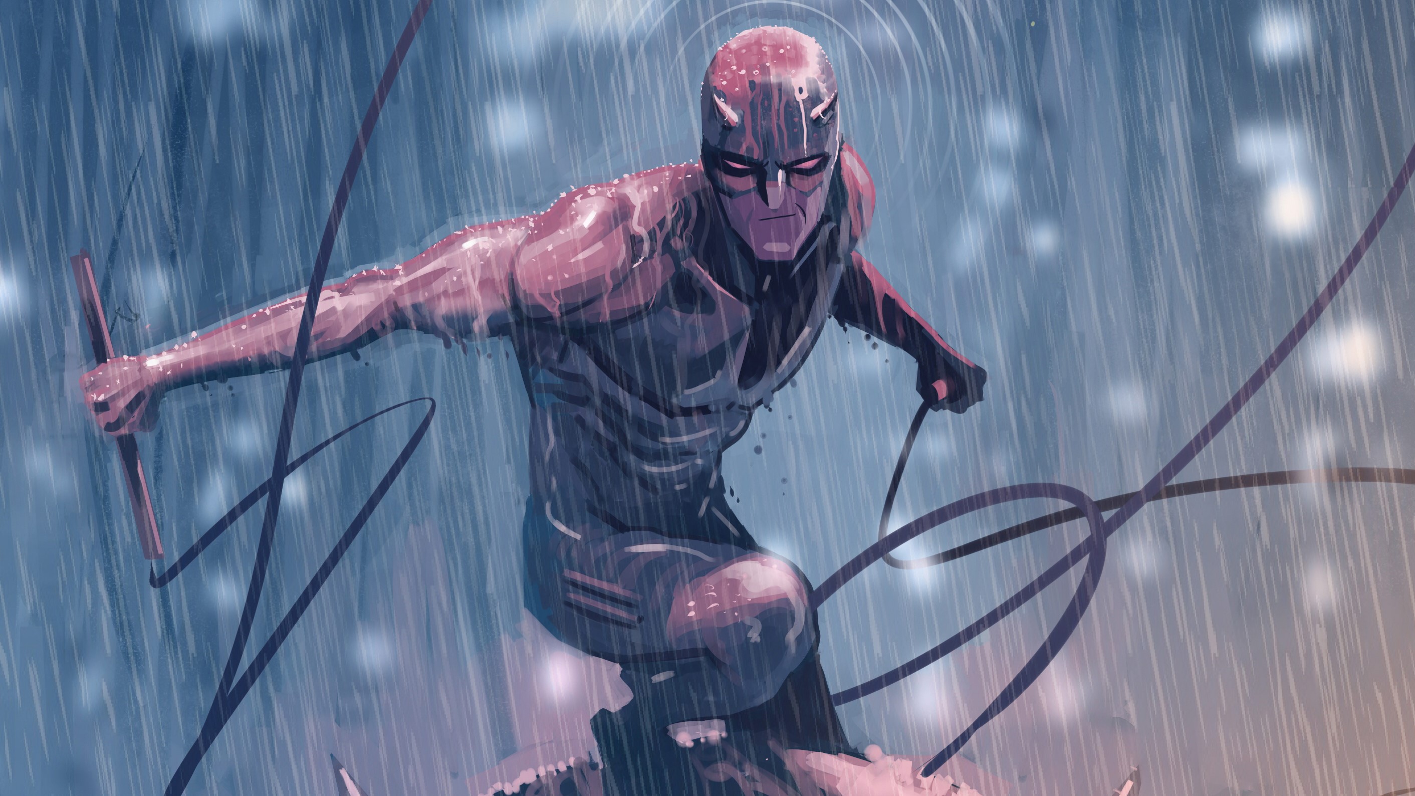 Daredevil from Marvel Comics in the rain HD Wallpaper