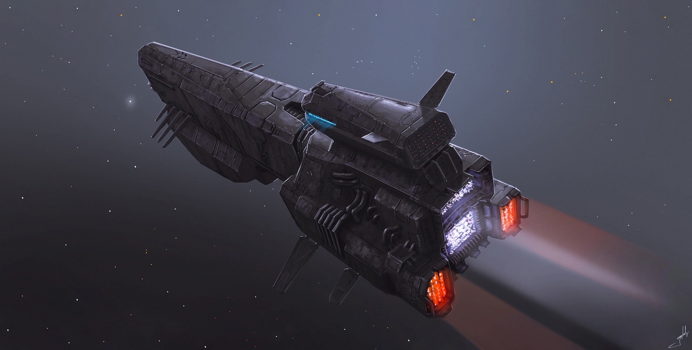 Spaceship artwork by Dmitrii Ustinov HD Wallpaper