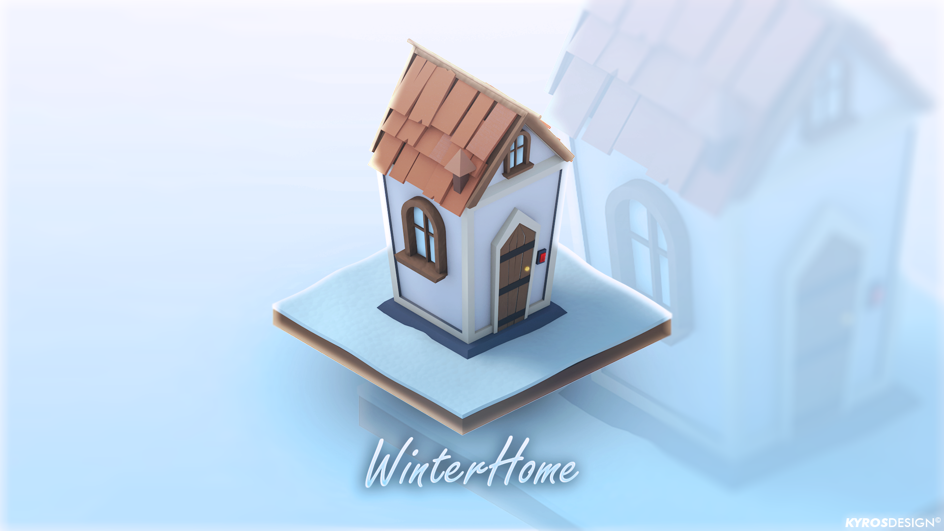 Winter Home 3D Render HD Wallpaper