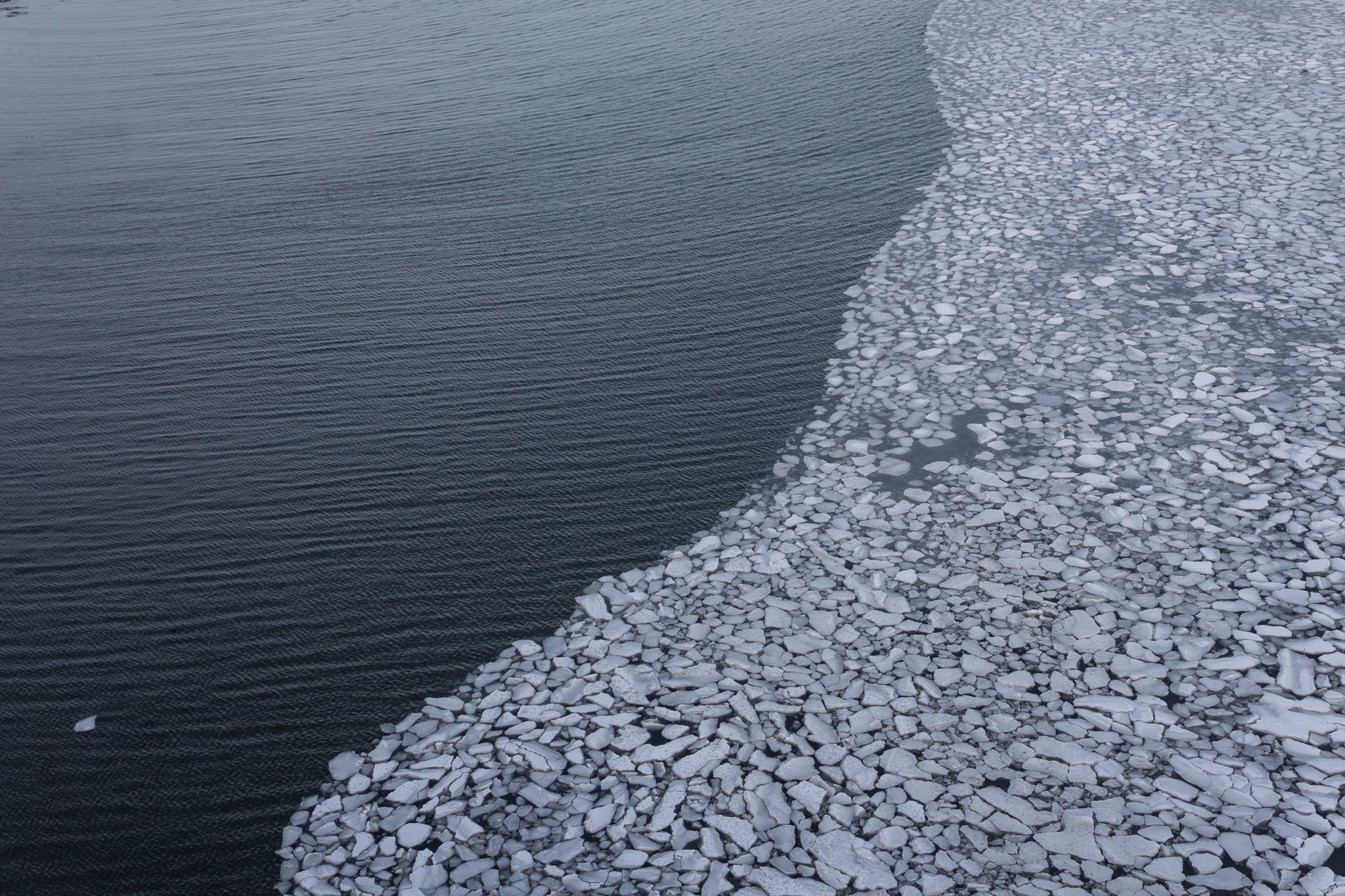 Aerial view of ice floes on the sea in Portland HD Wallpaper