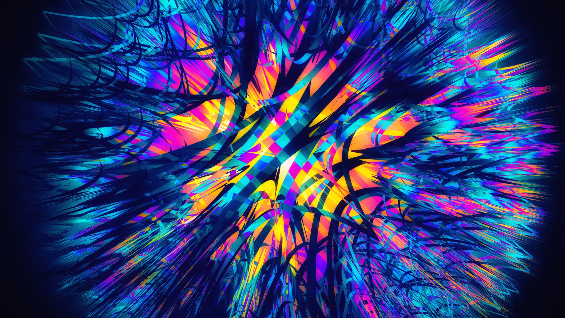 Colorful abstract digital art with blue hues HD Wallpaper