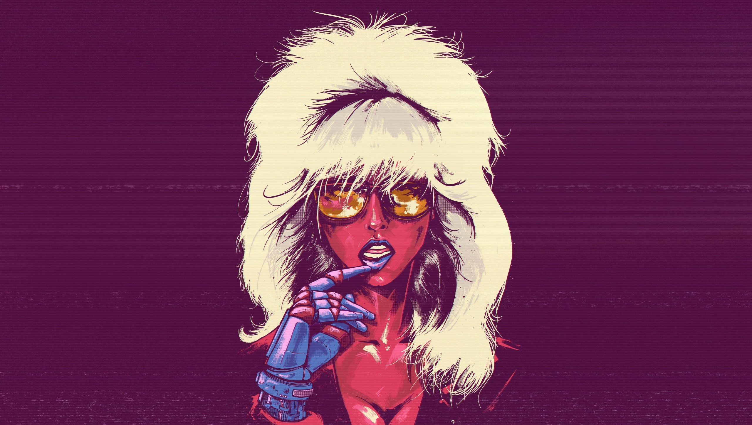 Artwork of a woman with blonde hair and sunglasses HD Wallpaper