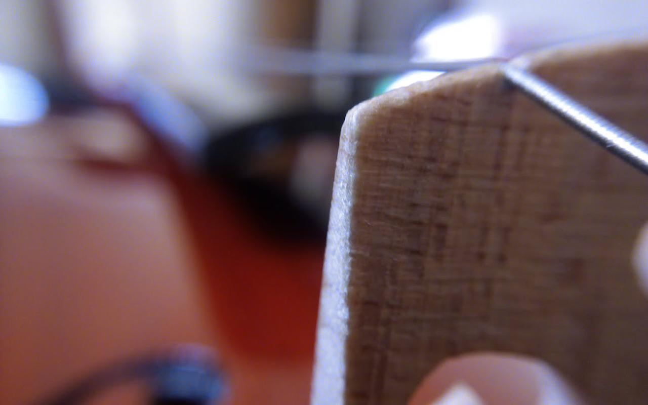 Close-up of a violin bridge with a string HD Wallpaper