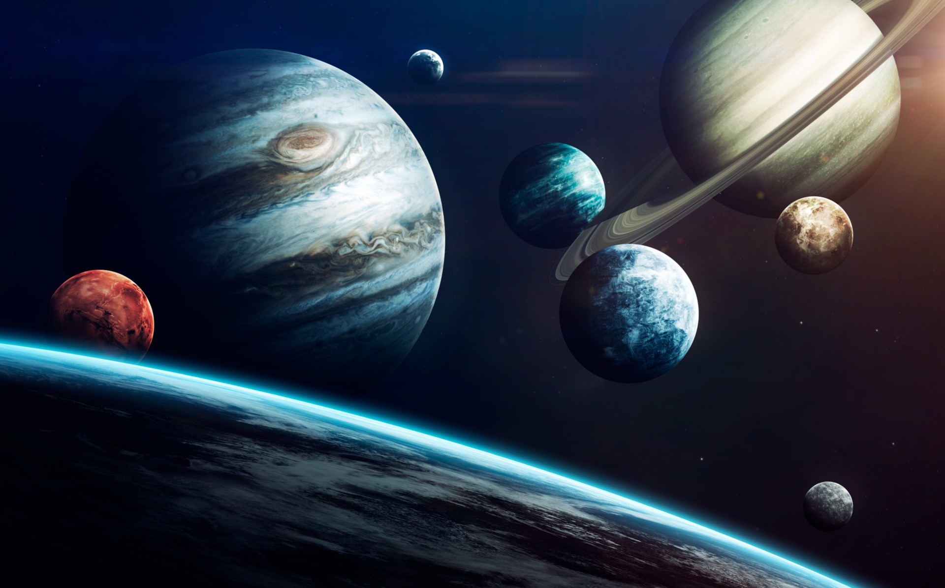 Space art depicting planets in the Solar System HD Wallpaper
