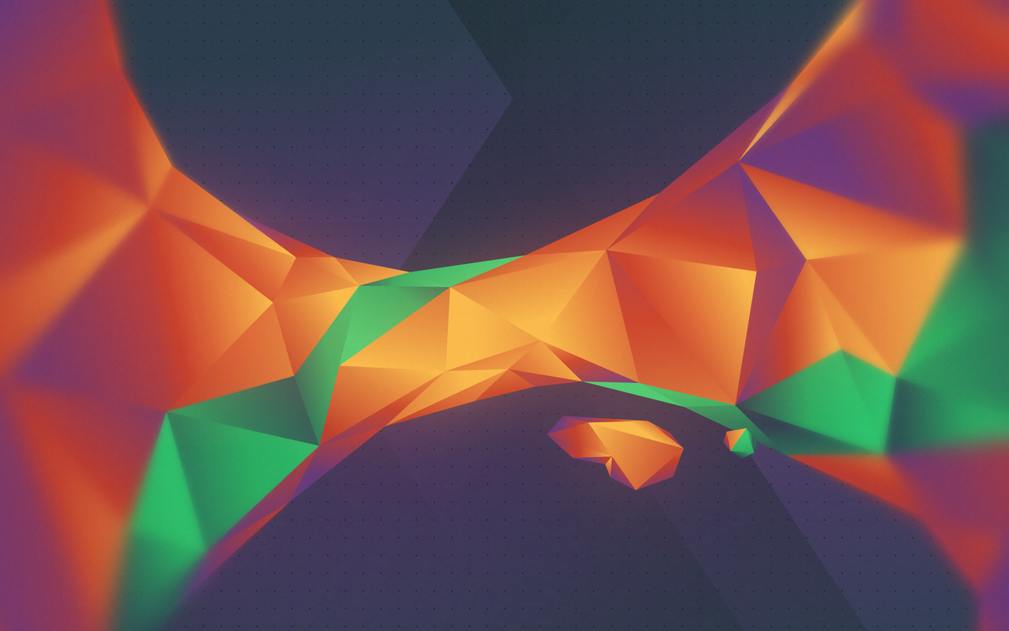 Abstract low poly digital art with orange and green gradients HD Wallpaper