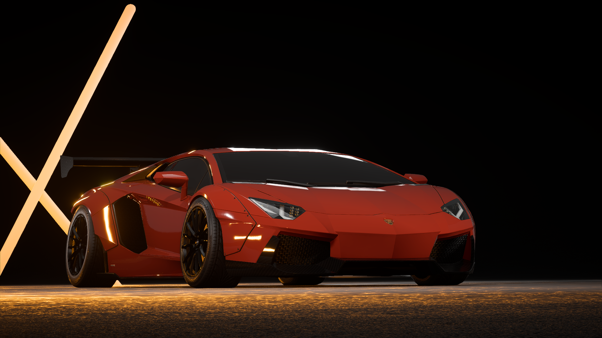 Red Liberty Walk Lamborghini Aventador in Need for Speed HD Wallpaper